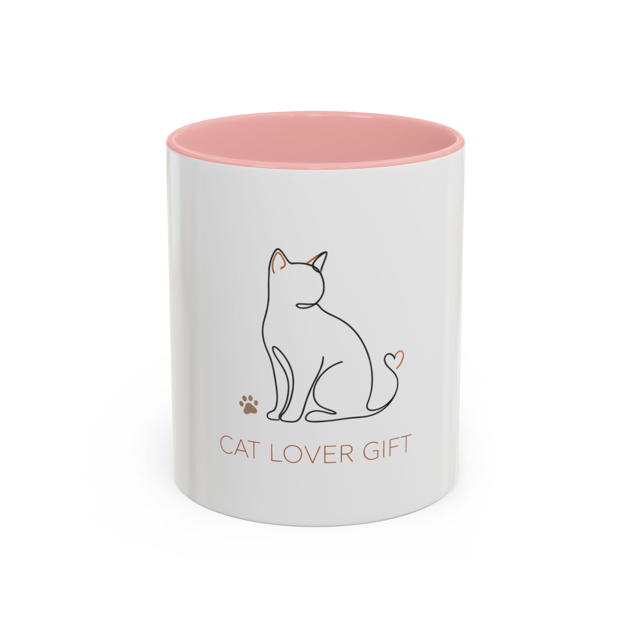Cat Lover Accent Coffee Mug — 'Cat Lover Gift' Cute Minimal Line Art Ceramic Mug
