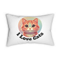 Lumbar Pillow — I Love Cats Cute Retro Cat Face Throw Pillow