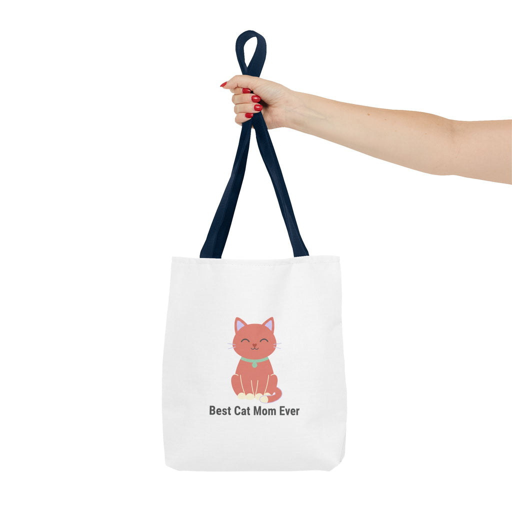 Best Cat Mom Ever Tote Bag — Cute Cat Graphic Canvas Tote for Cat Lovers