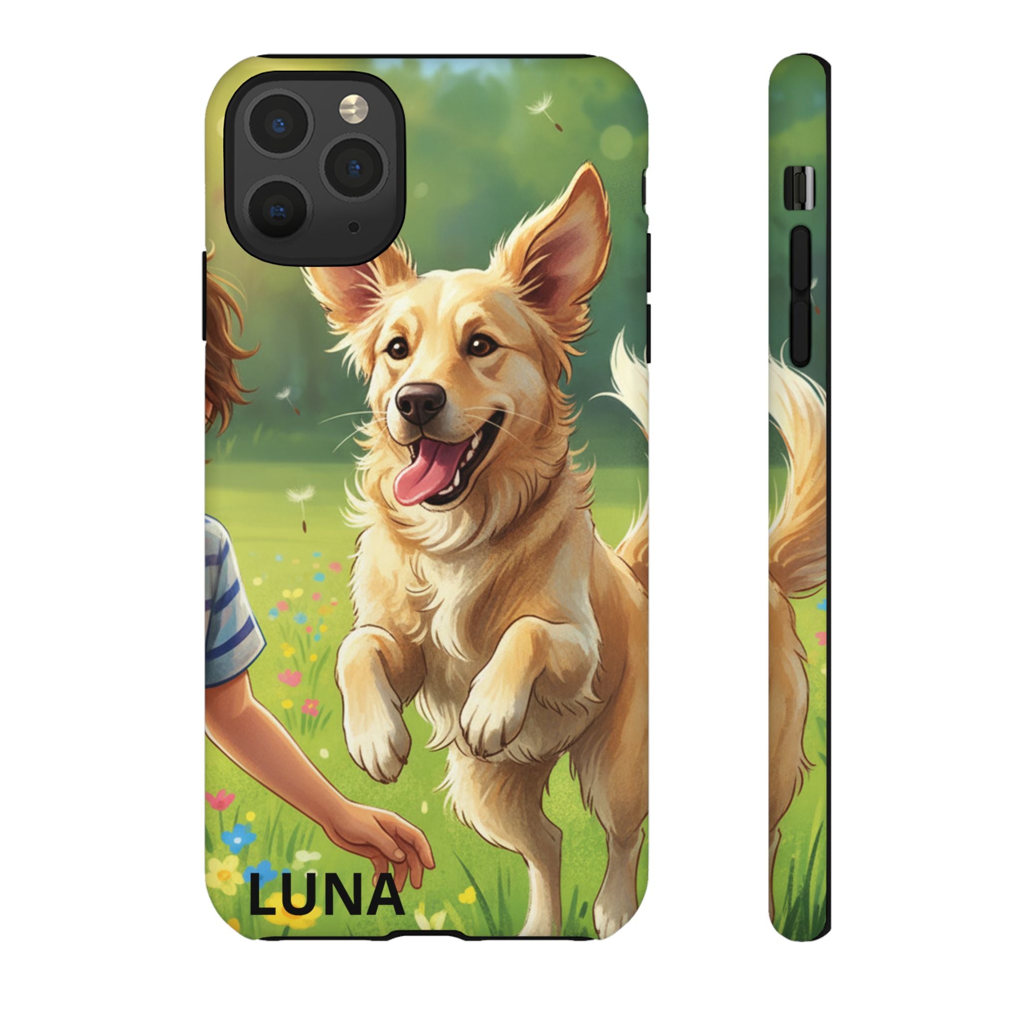 Phone Case - Personalized Cute Golden Retriever Phone Case (Name Customizable)