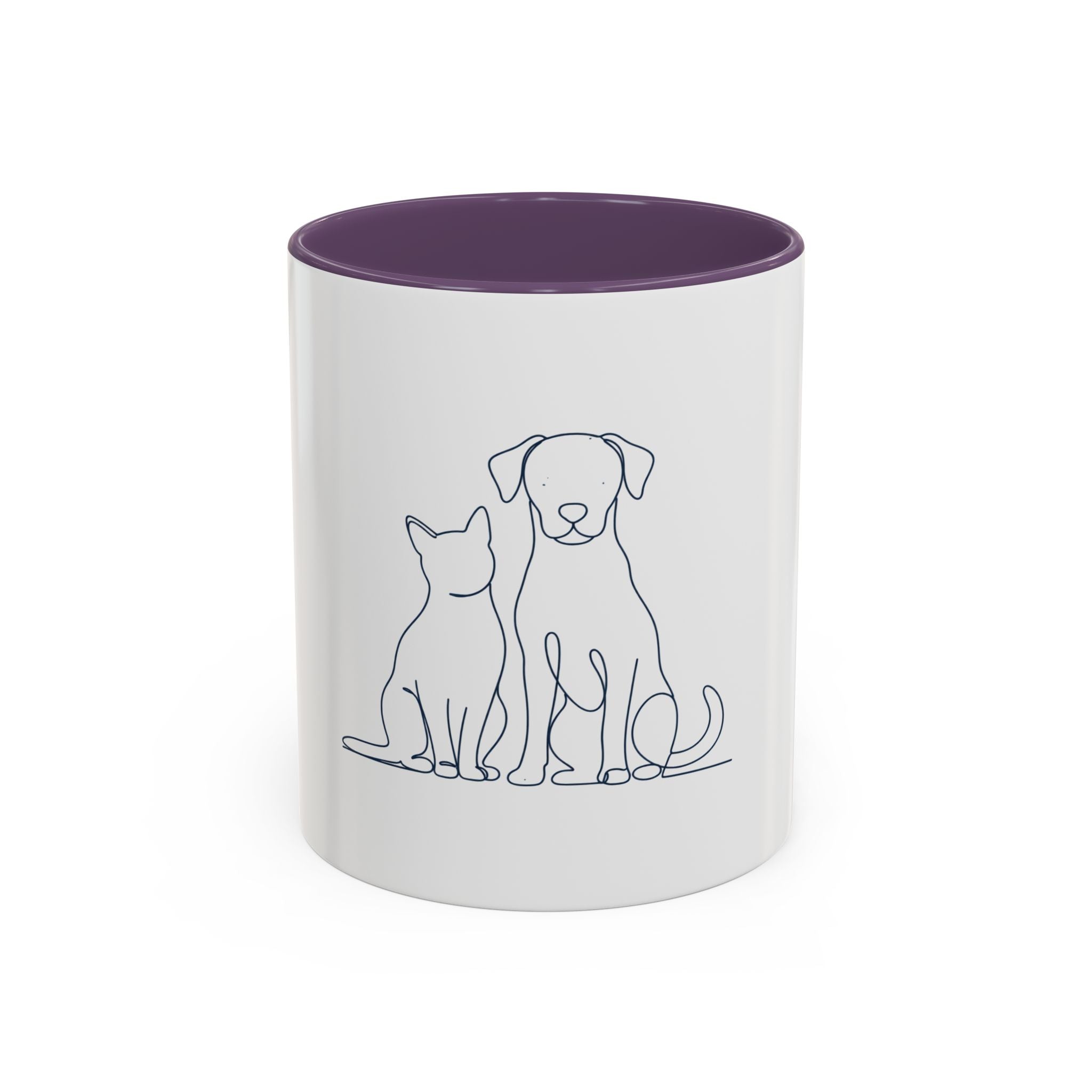 Personalized Cat & Dog Line Art Coffee Mug — Accent 11/15oz