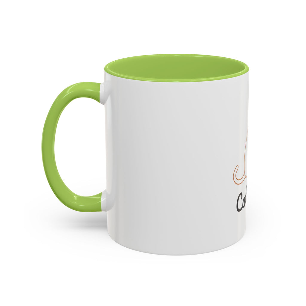 Cat Mom Accent Coffee Mug — 11/15oz Cat Lover Ceramic Mug (Black Interior & Handle)