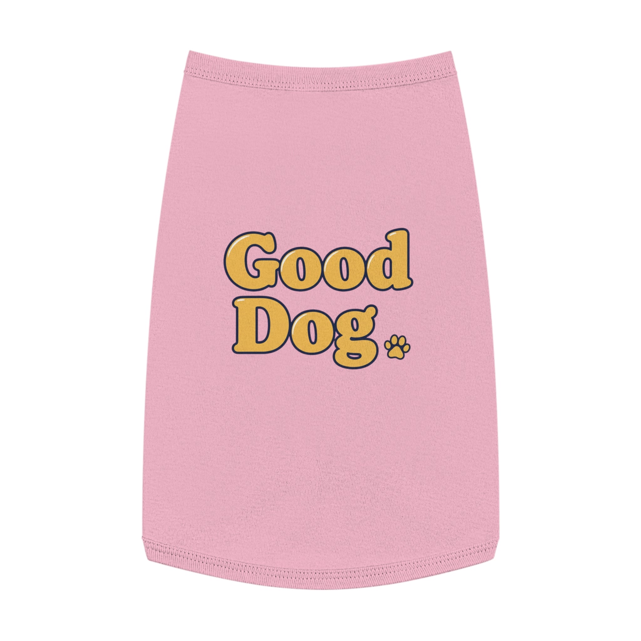 Good Dog Pet Tank Top — Grey Dog Shirt with Retro Yellow Text