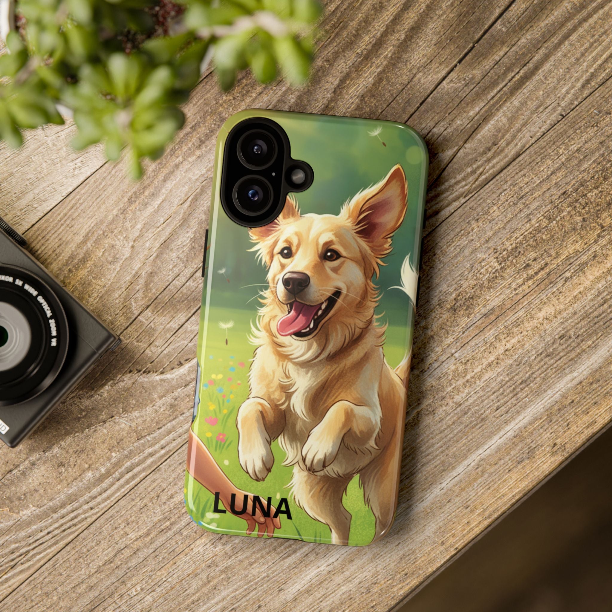 Phone Case - Personalized Cute Golden Retriever Phone Case (Name Customizable)