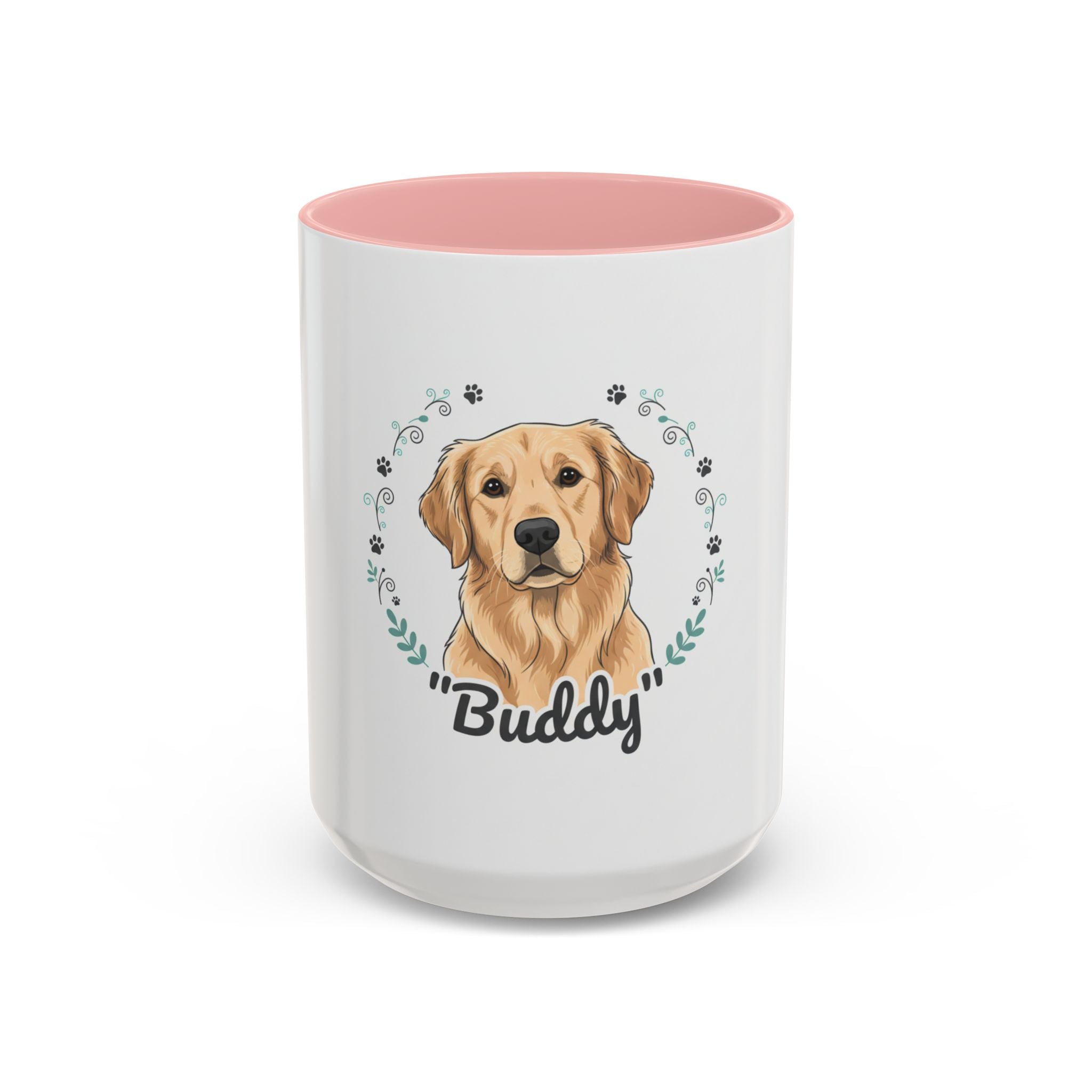 Golden Retriever Accent Coffee Mug – Personalized "Buddy" Dog Portrait Mug (11/15 oz)