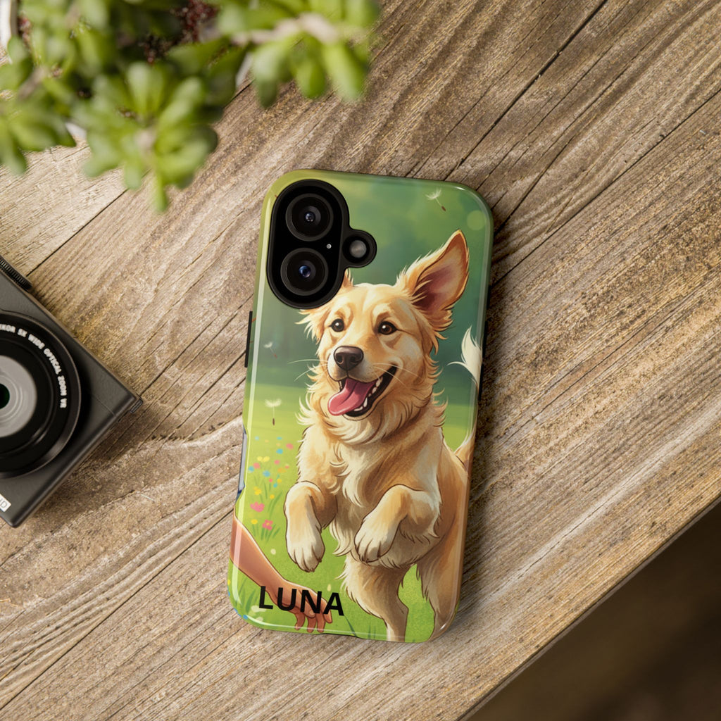 Phone Case - Personalized Cute Golden Retriever Phone Case (Name Customizable)