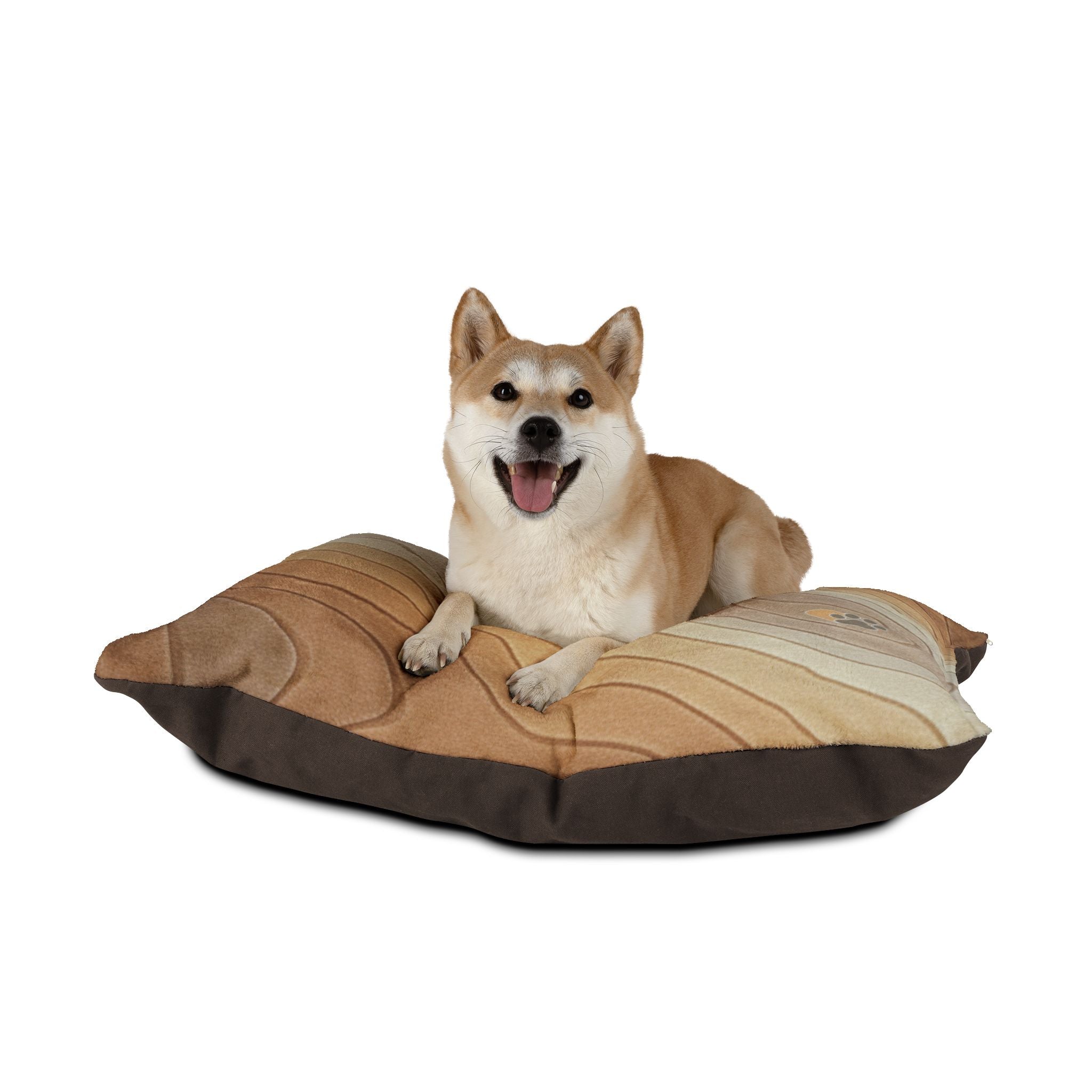 Neutral Paw-Print Pet Bed — Cozy Beige Swirl Cushion for Dogs & Cats