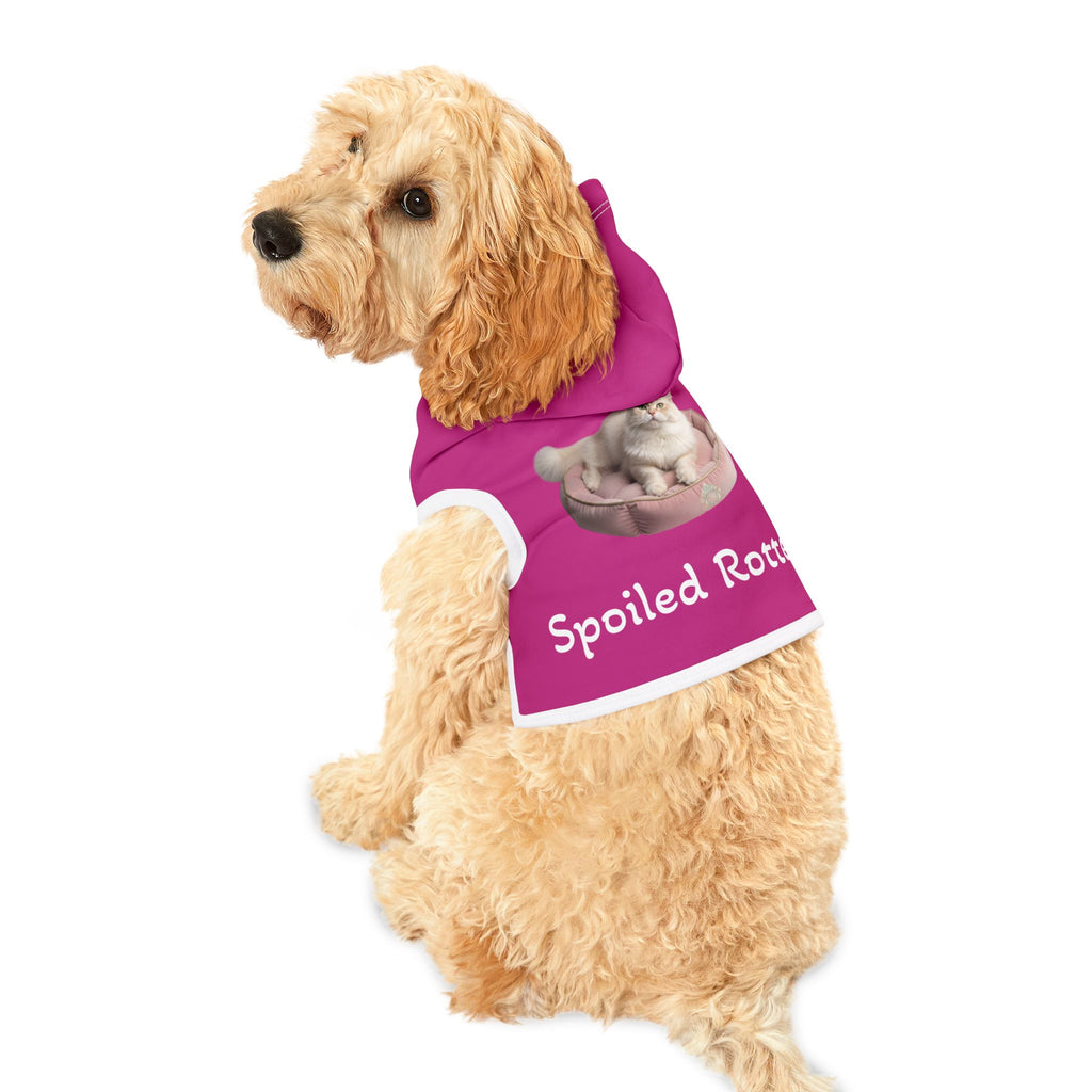 Pet Hoodie — "Spoiled Rotten" Pink Pet Hoodie with Cute Cat Photo
