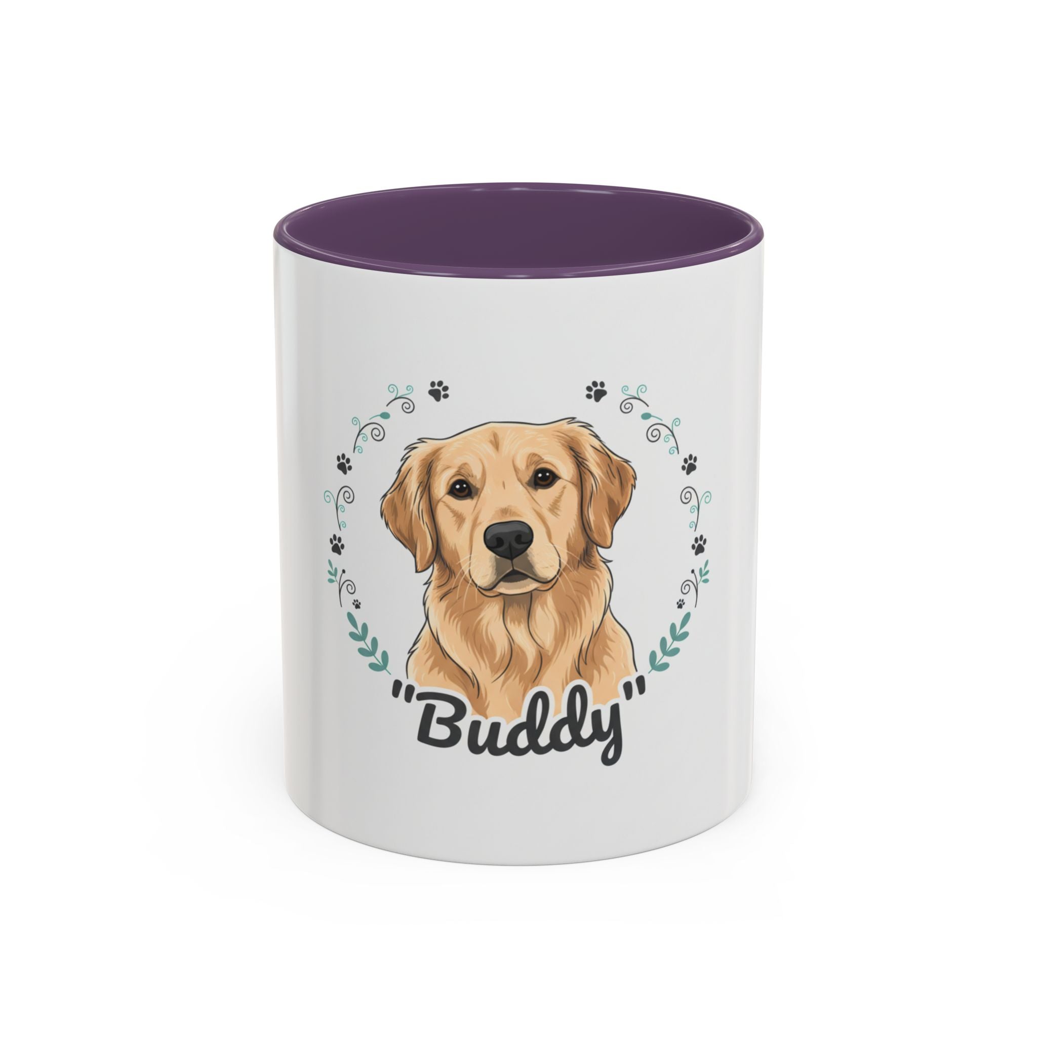 Golden Retriever Accent Coffee Mug – Personalized "Buddy" Dog Portrait Mug (11/15 oz)