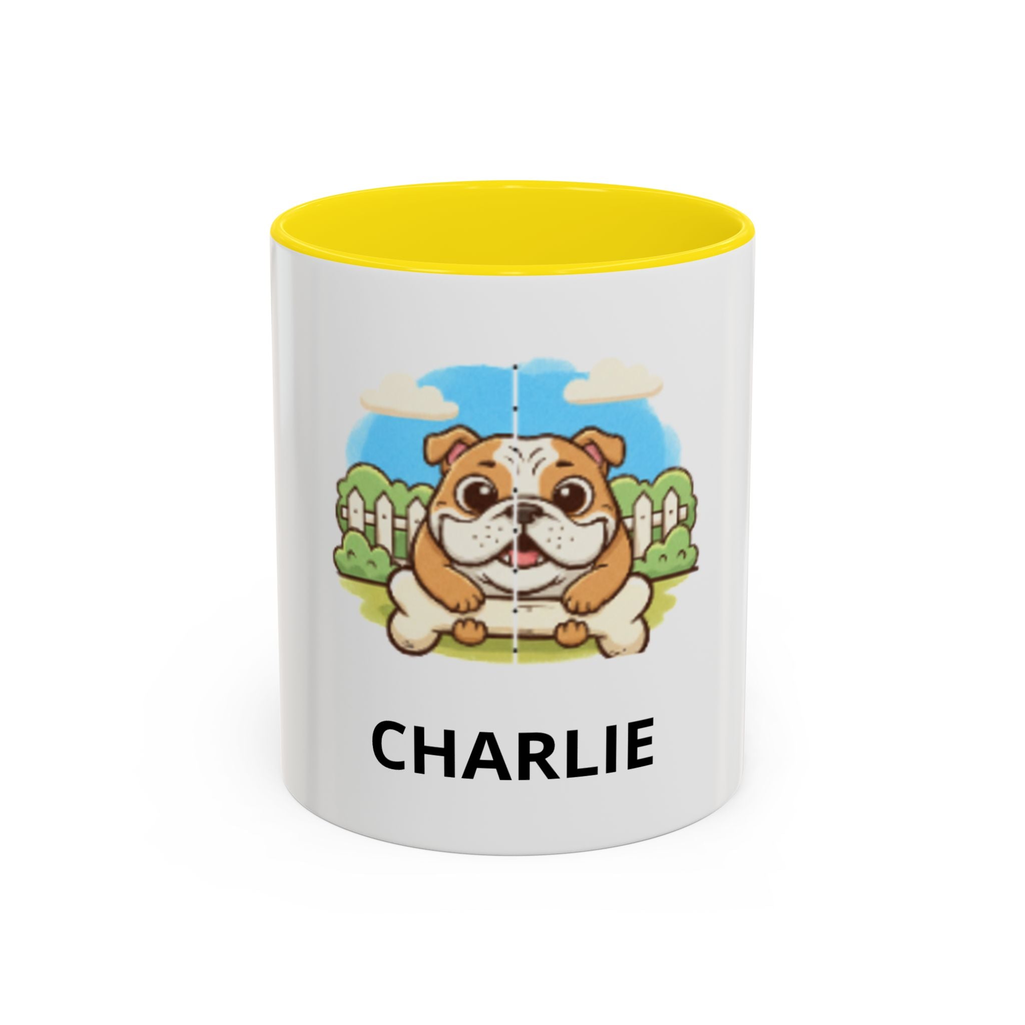 Personalized Bulldog Coffee Mug — Custom Name Accent Mug (11/15oz)