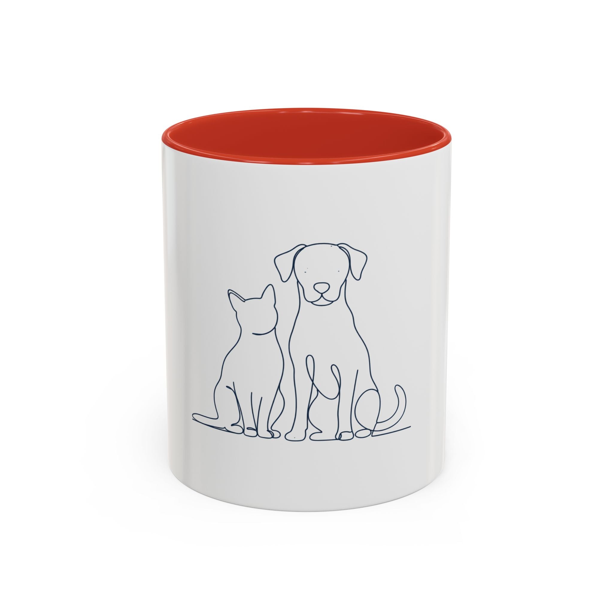 Personalized Cat & Dog Line Art Coffee Mug — Accent 11/15oz