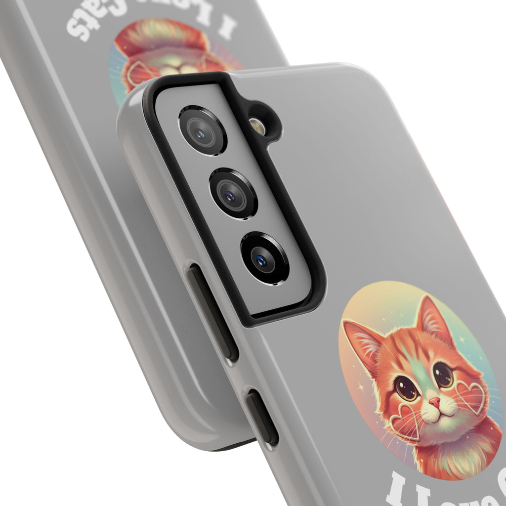 I Love Cat Tough Phone Case — Cute Retro Kitty Protective Phone Cover