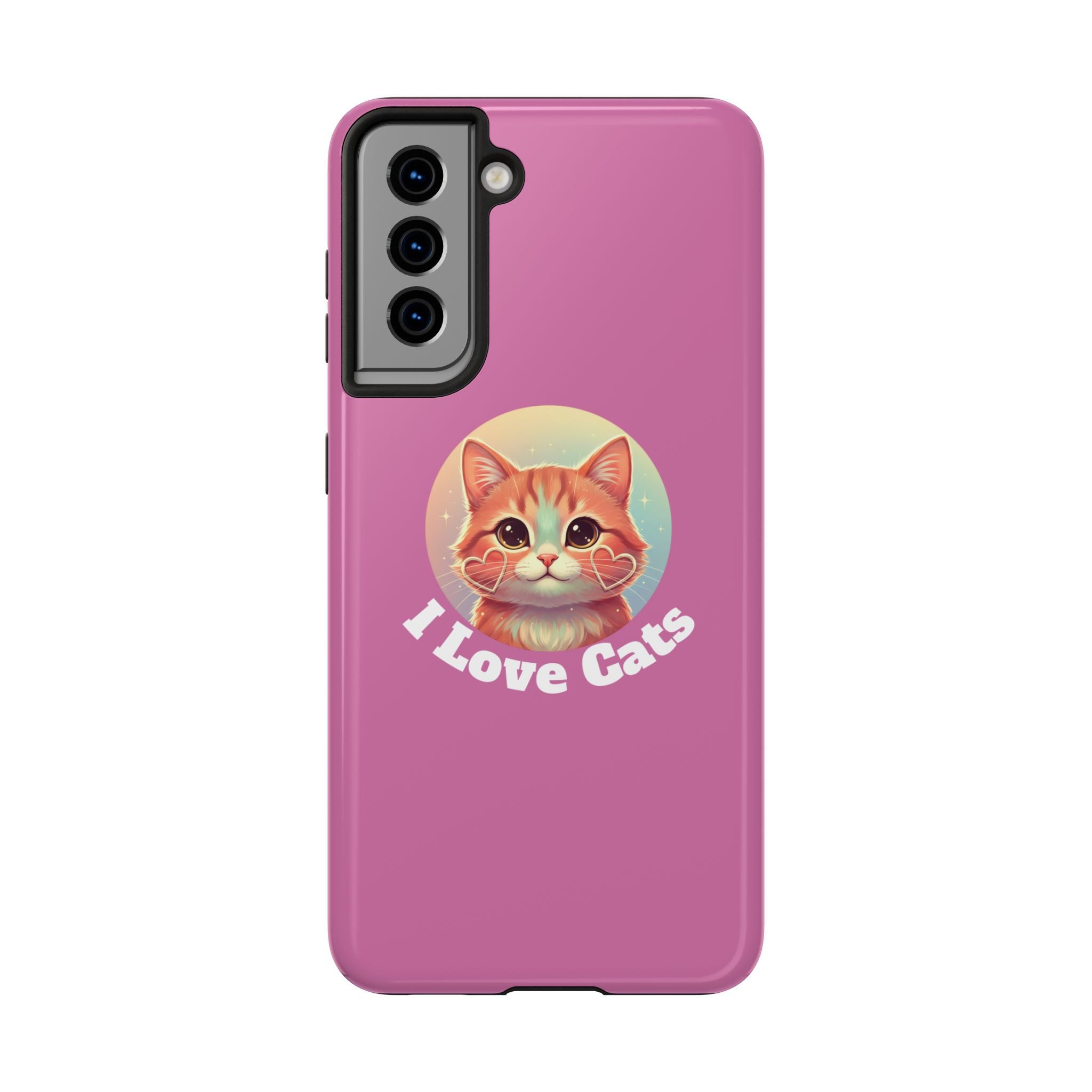 I Love Cat Tough Phone Case — Cute Retro Kitty Protective Phone Cover
