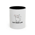 Cat Mom Life Accent Coffee Mug — Cute Cat Illustration Coffee Cup (11/15 oz)