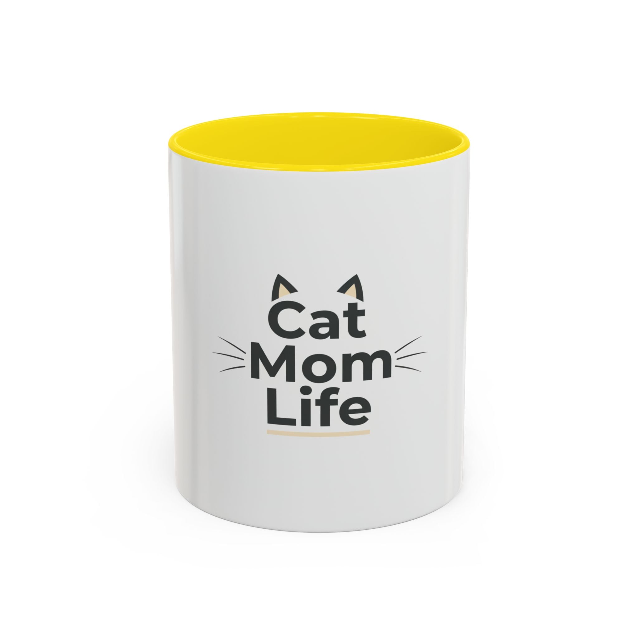 Cat Mom Life Accent Coffee Mug — Cute Cat Mom Gift (11/15 oz)