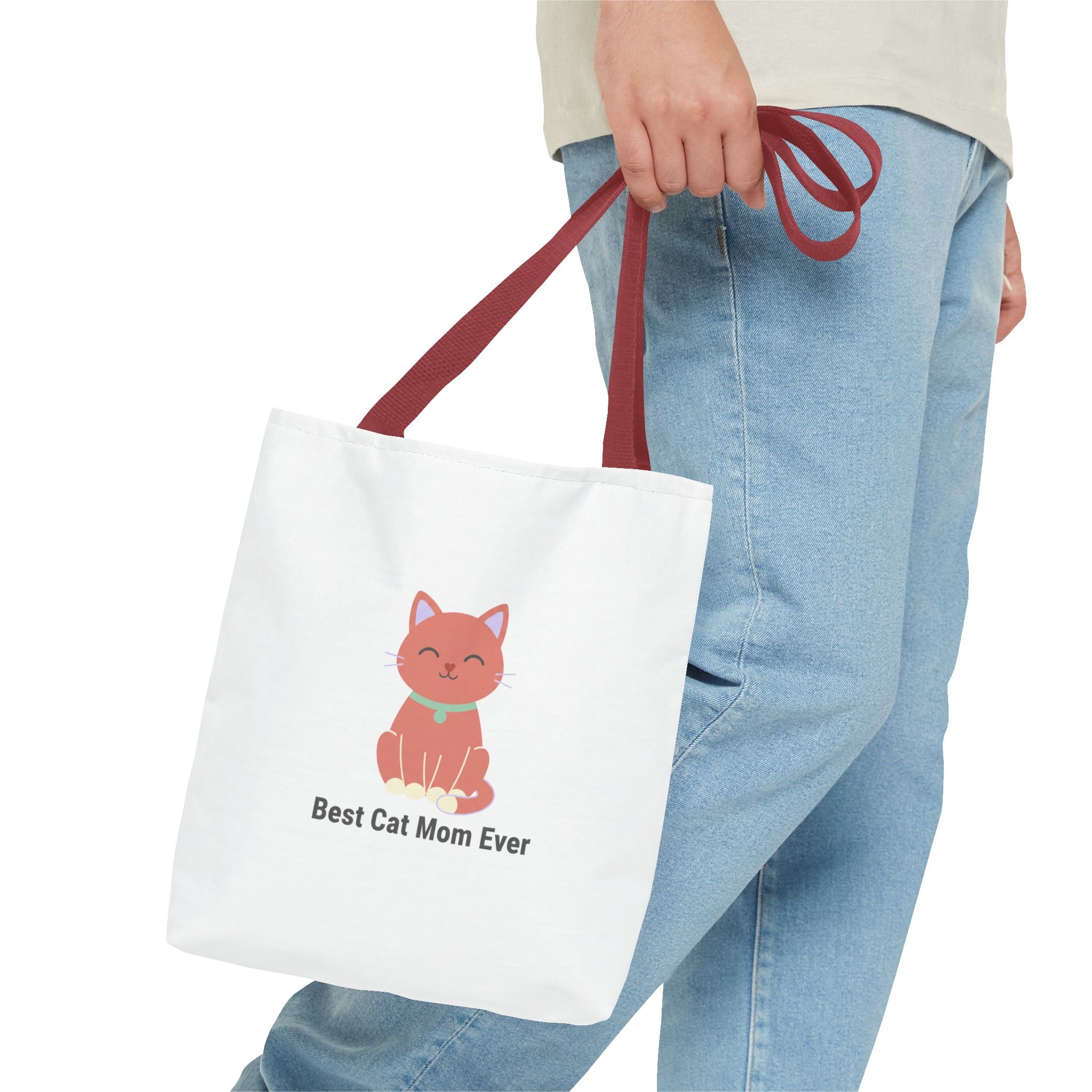Best Cat Mom Ever Tote Bag — Cute Cat Graphic Canvas Tote for Cat Lovers