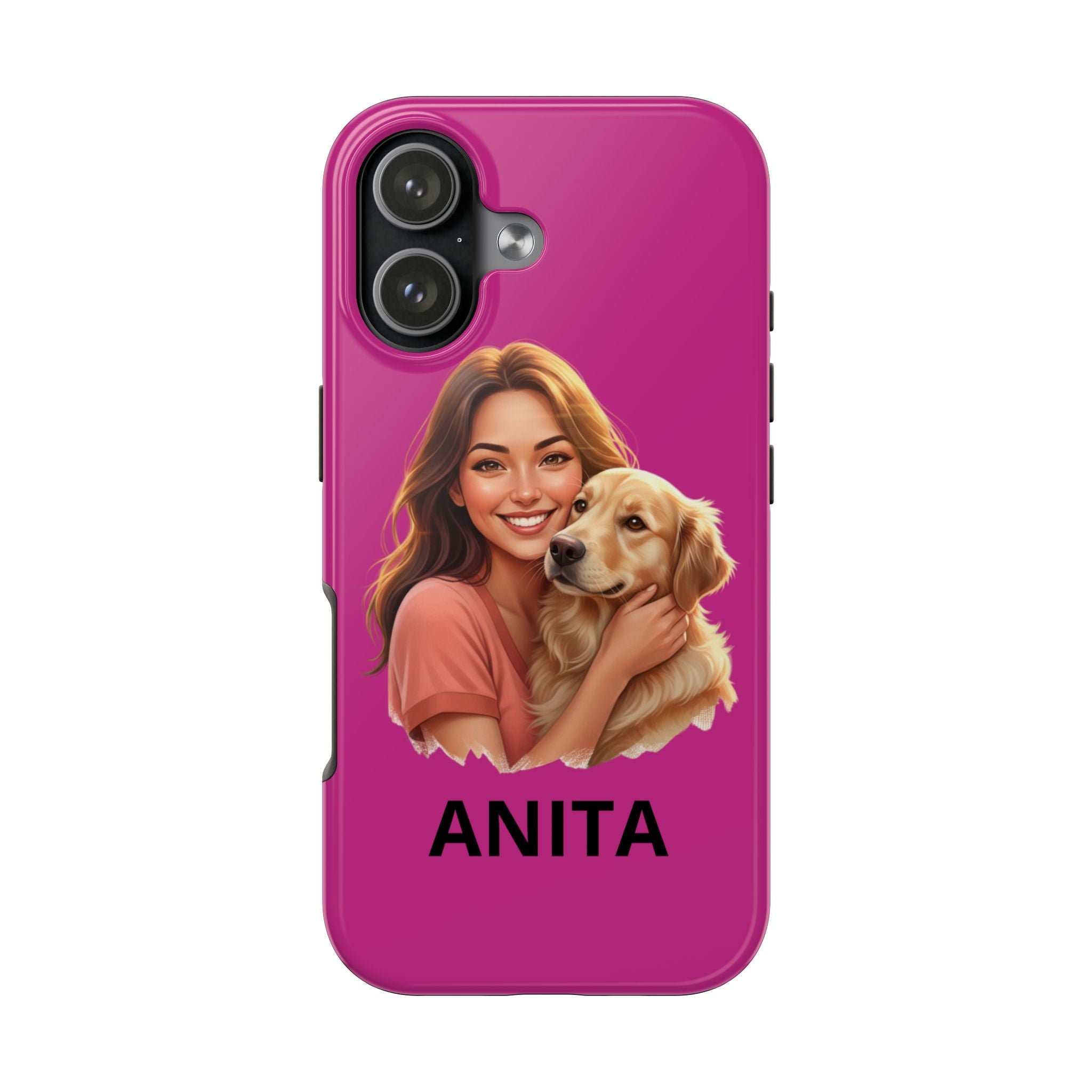 Personalized Tough Phone Case — Custom Name & Pet Portrait