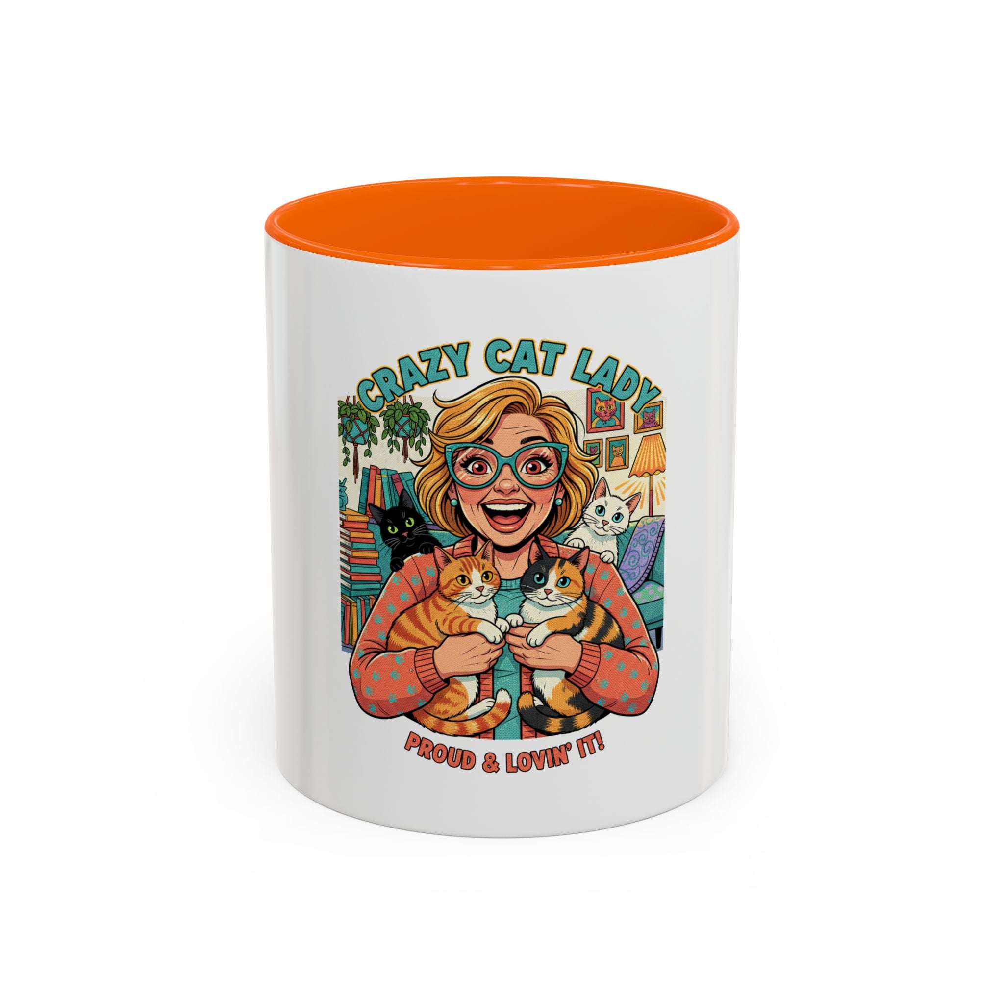 Crazy Cat Lady Coffee Mug – "Proud & Lovin' It" Accent 11/15oz