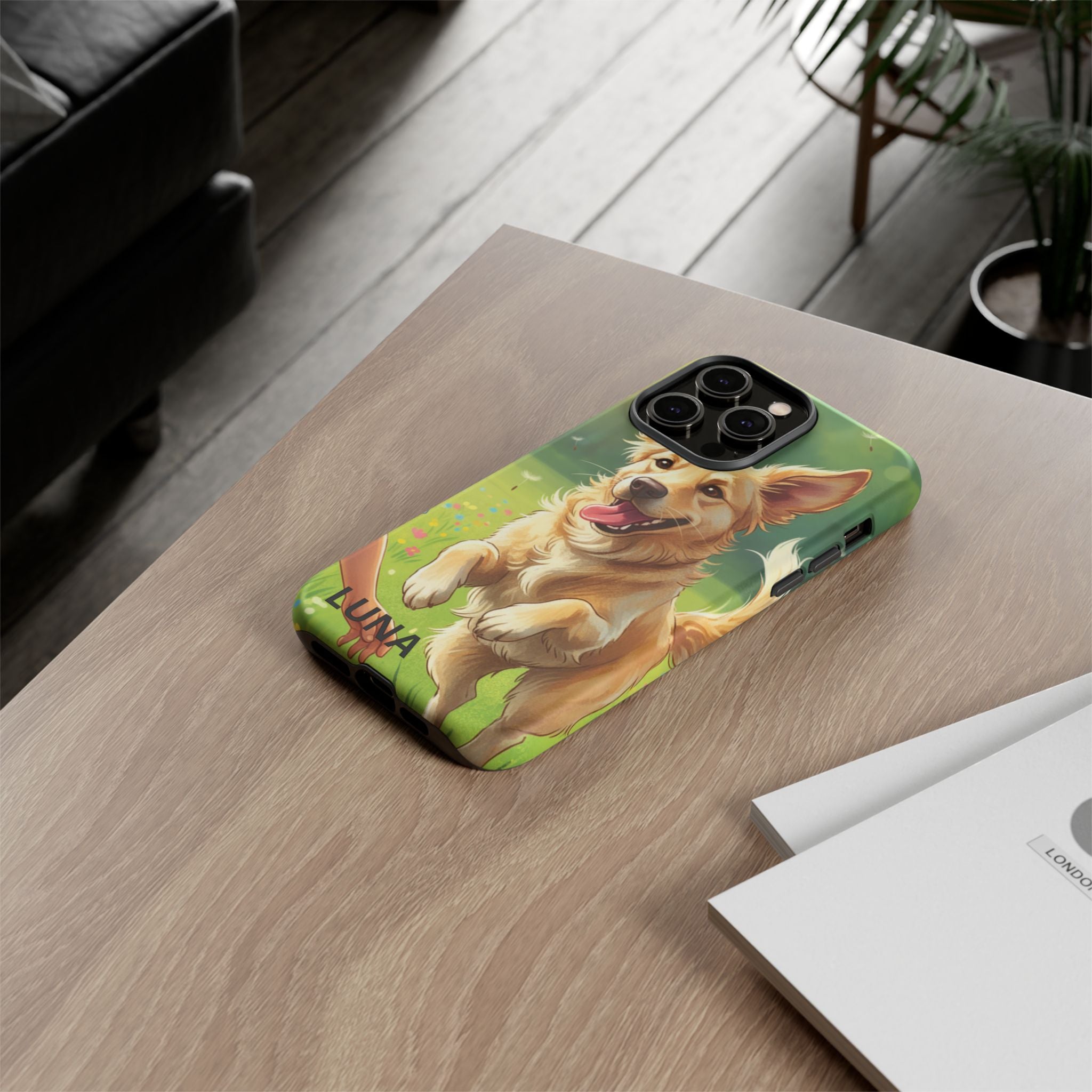 Phone Case - Personalized Cute Golden Retriever Phone Case (Name Customizable)