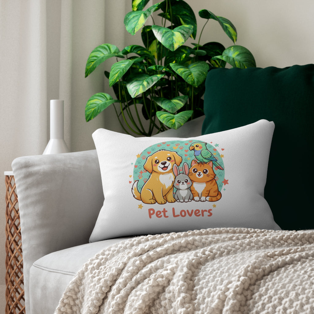 Pet Lovers Lumbar Pillow — Decorative Spun Polyester Support Pillow