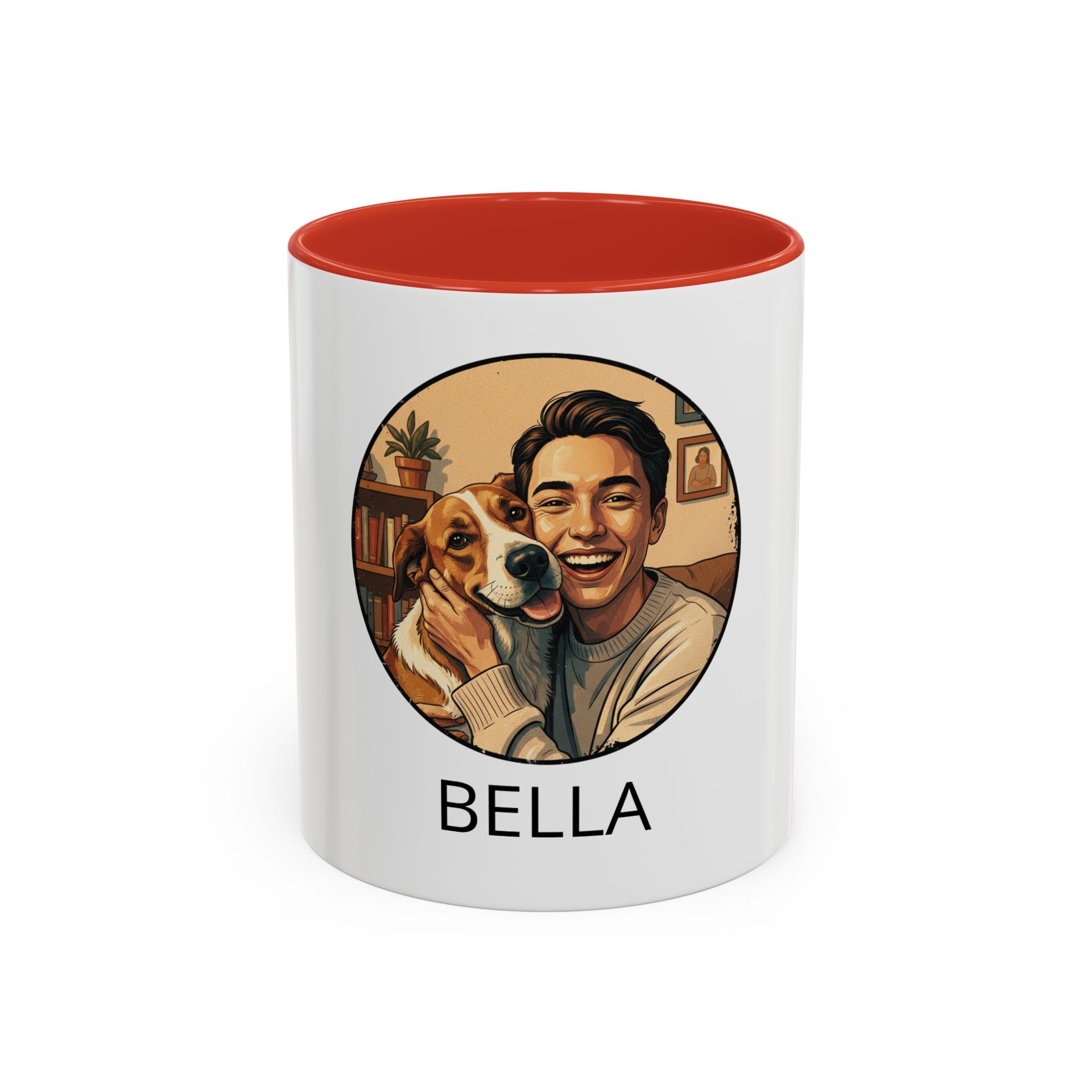 Photo Pet & Owner Portrait Accent Coffee Mug — Custom Dog Lover Gift (11/15oz)
