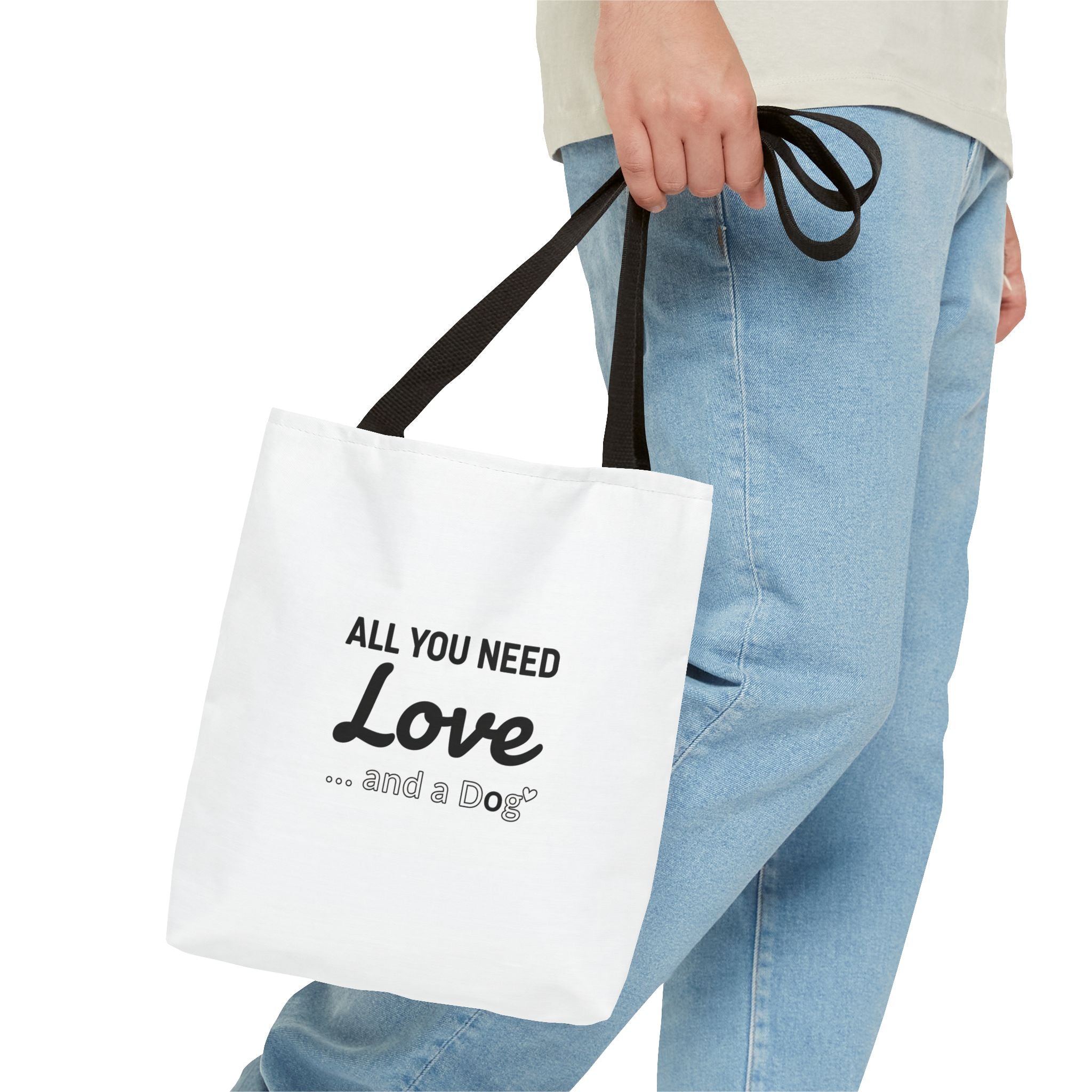 All You Need Is Love and Dog Tote Bag — Cute Dog Quote Canvas Tote