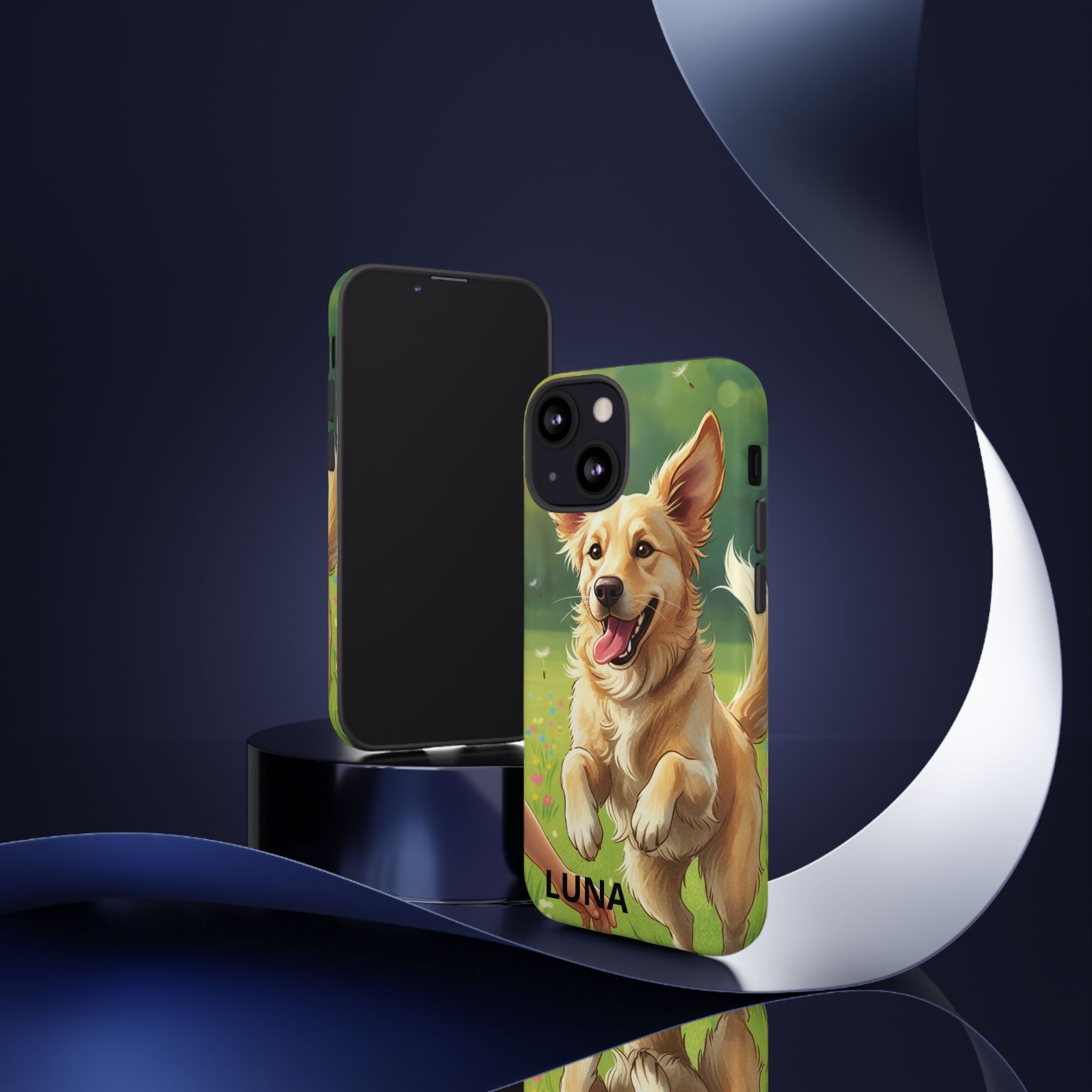 Phone Case - Personalized Cute Golden Retriever Phone Case (Name Customizable)