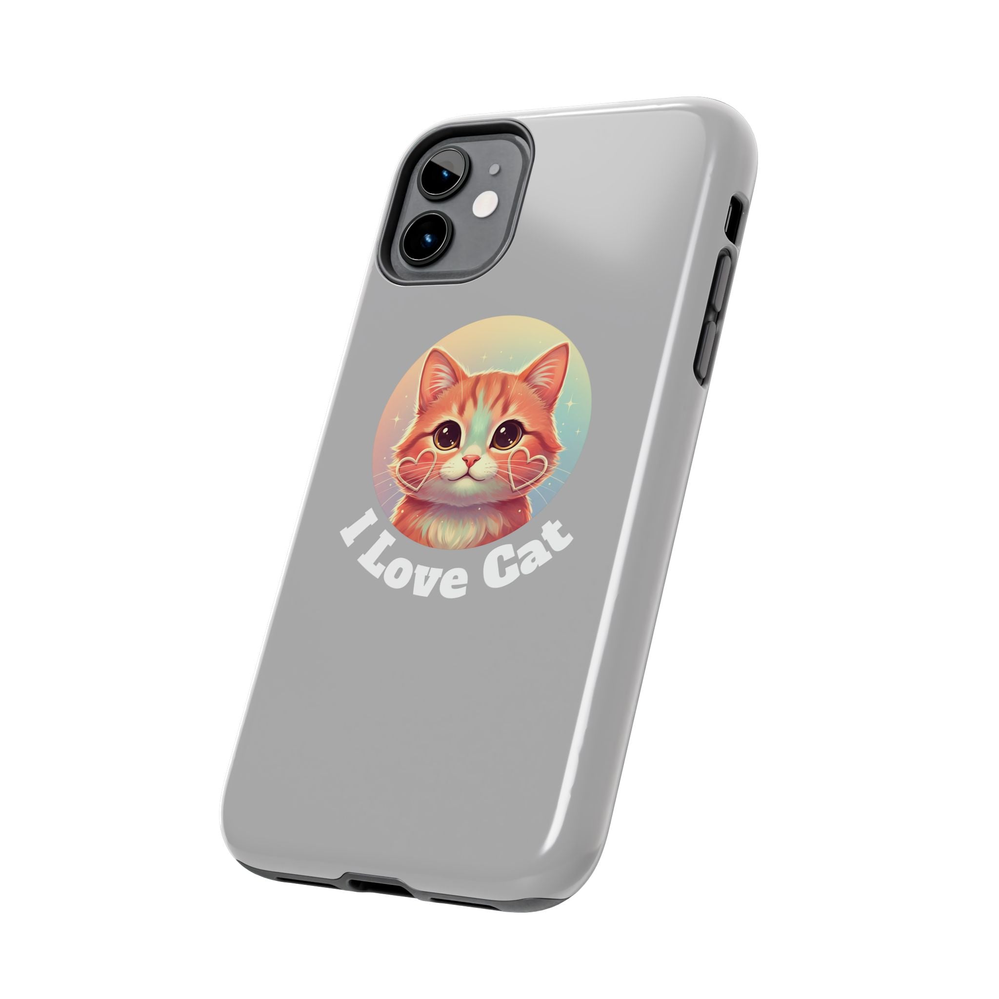 I Love Cat Tough Phone Case — Cute Retro Kitty Protective Phone Cover