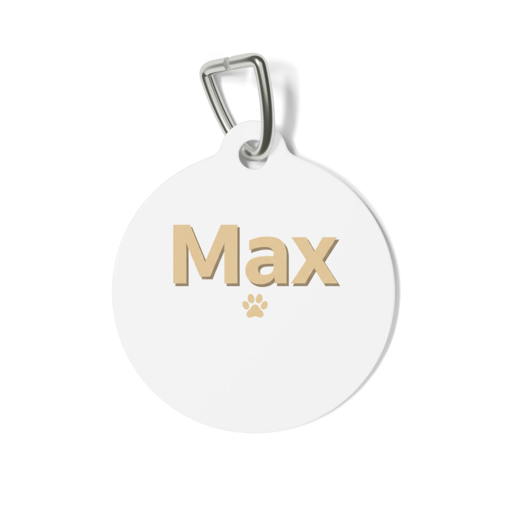 Personalized Round Pet Tag — Custom Name (e.g., Max) with Paw Accent