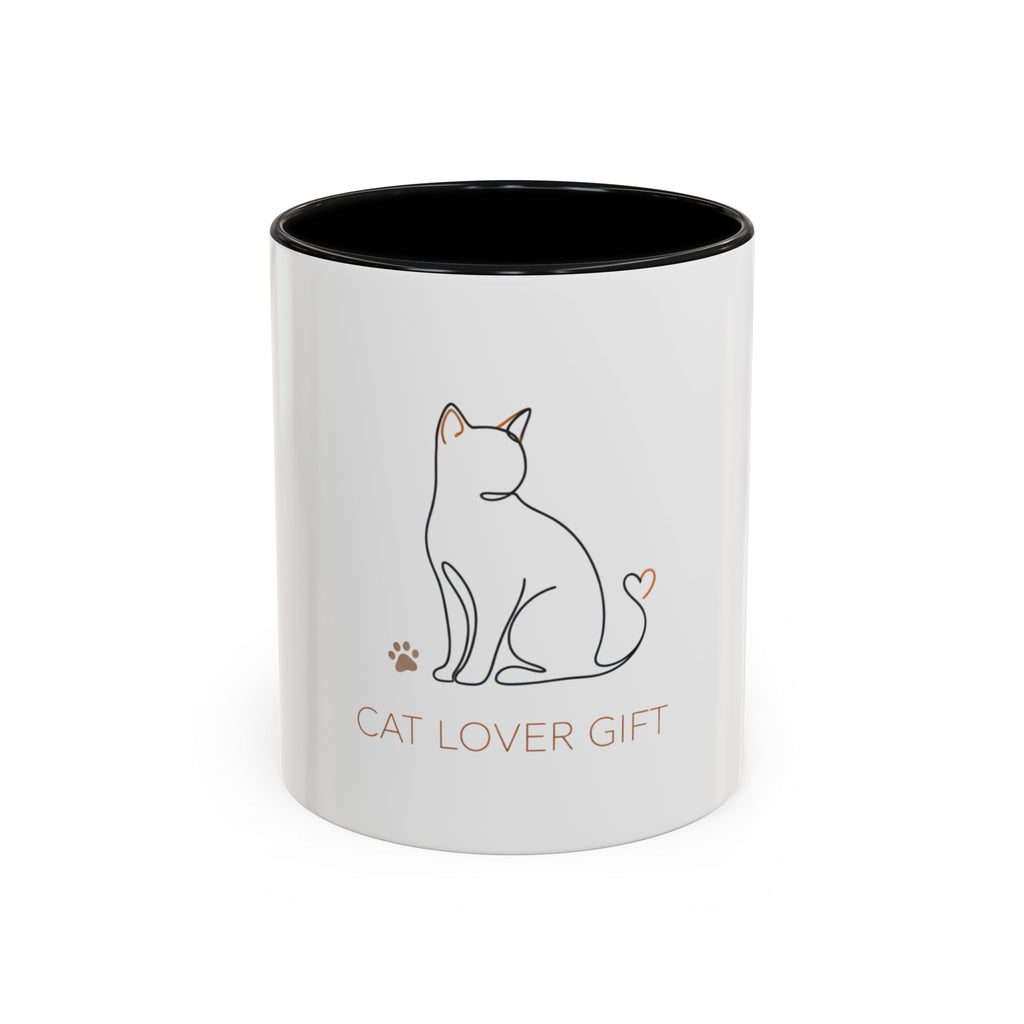Cat Lover Accent Coffee Mug — 'Cat Lover Gift' Cute Minimal Line Art Ceramic Mug