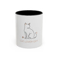 Cat Lover Accent Coffee Mug — 'Cat Lover Gift' Cute Minimal Line Art Ceramic Mug
