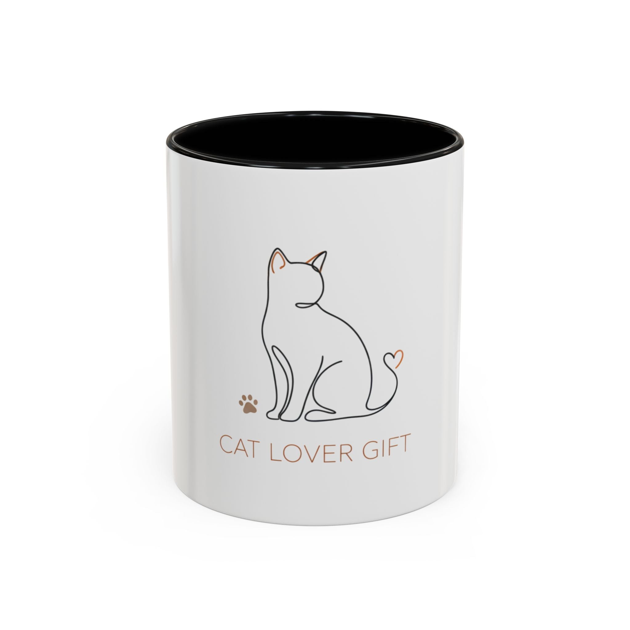 Cat Lover Accent Coffee Mug — 'Cat Lover Gift' Cute Minimal Line Art Ceramic Mug