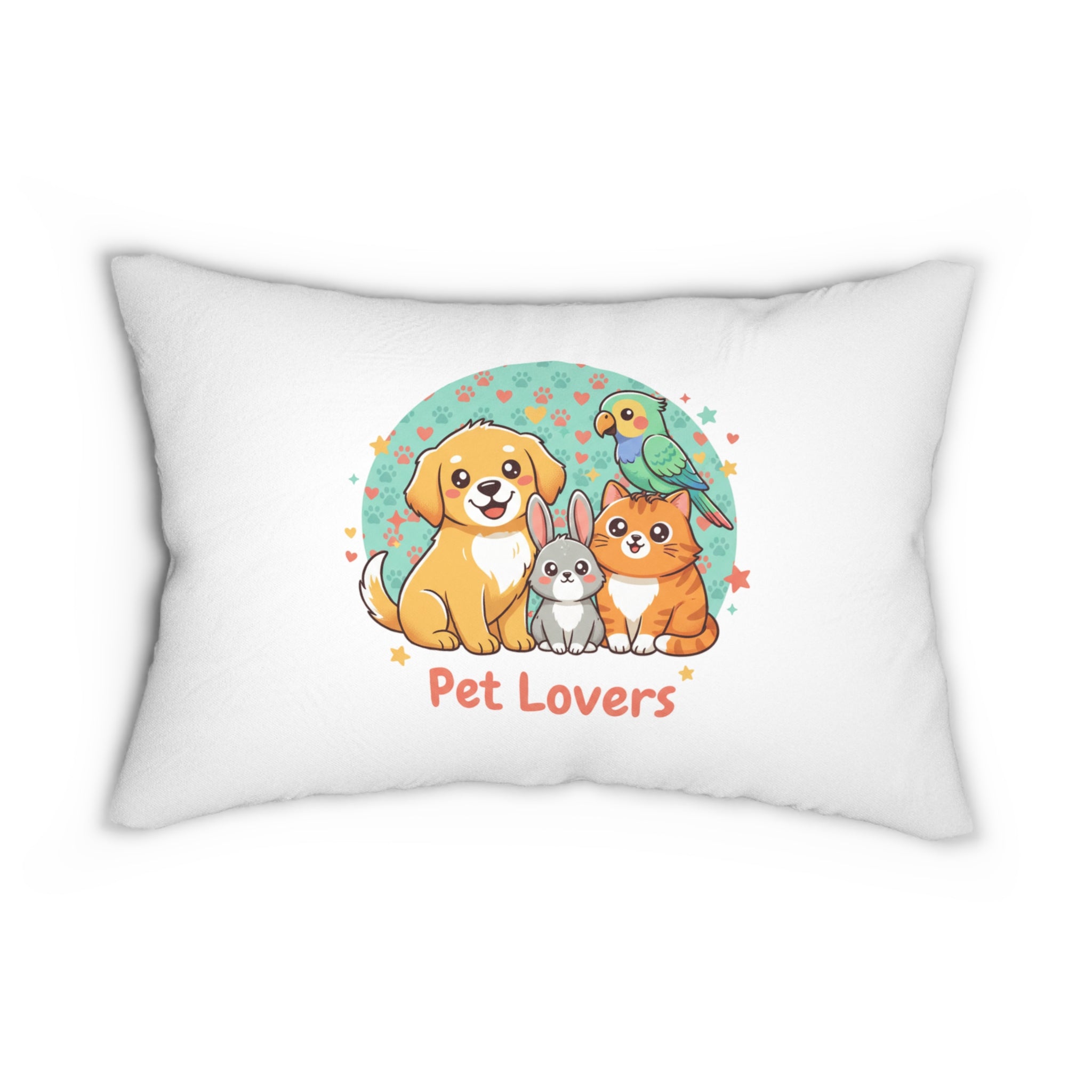 Pet Lovers Lumbar Pillow — Decorative Spun Polyester Support Pillow