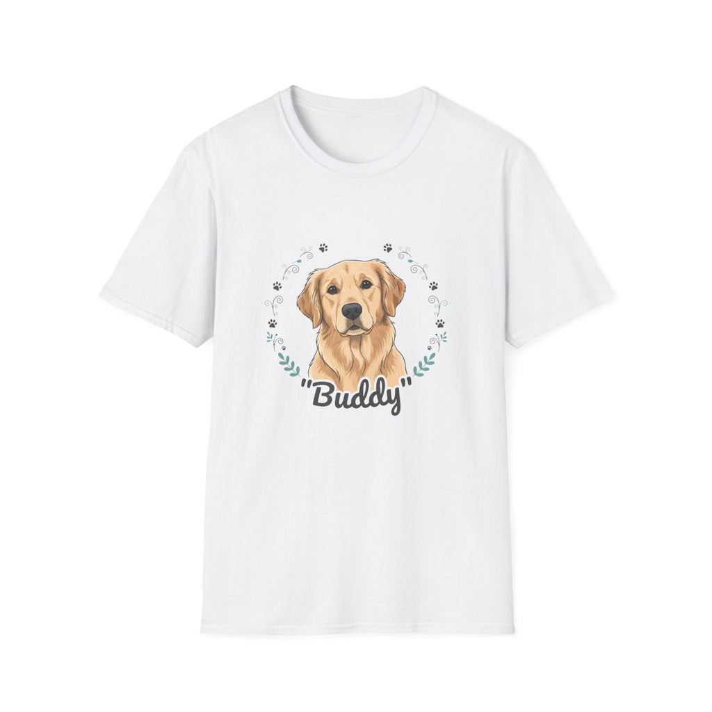 Golden Retriever Tee — "Buddy" Personalized Dog Portrait T-Shirt