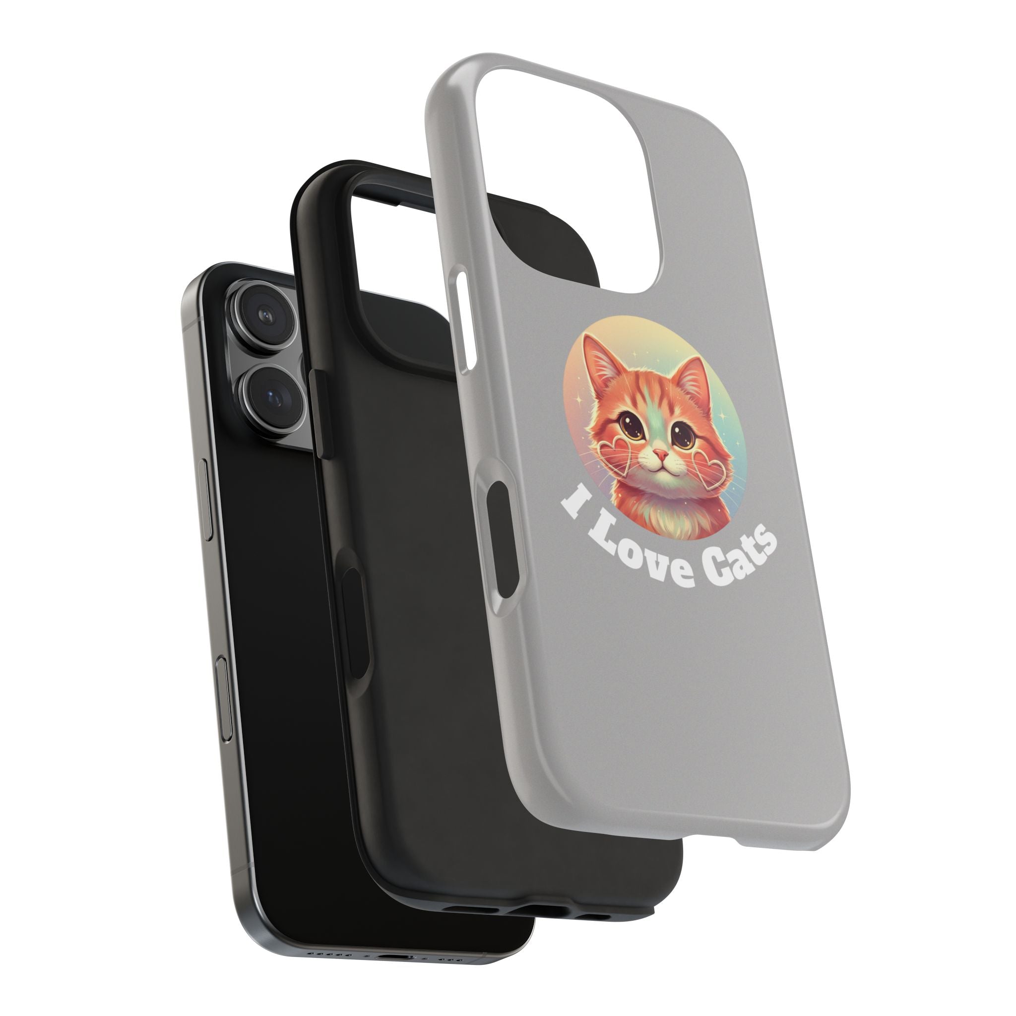 I Love Cat Tough Phone Case — Cute Retro Kitty Protective Phone Cover