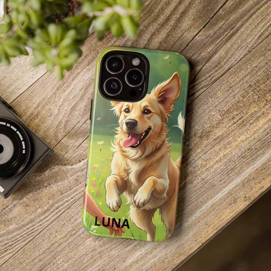 Phone Case - Personalized Cute Golden Retriever Phone Case (Name Customizable)
