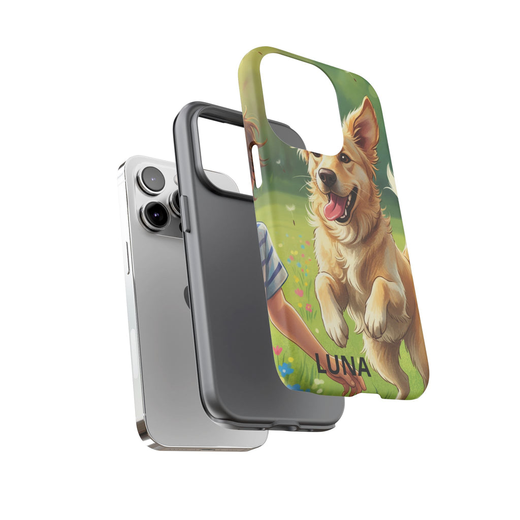 Phone Case - Personalized Cute Golden Retriever Phone Case (Name Customizable)