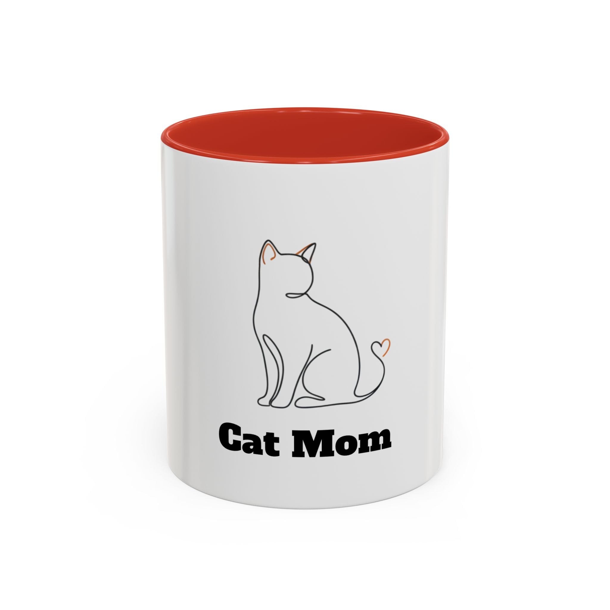 Cat Mom Accent Coffee Mug — Cute Cat Mom Ceramic Coffee Cup (11/15oz)