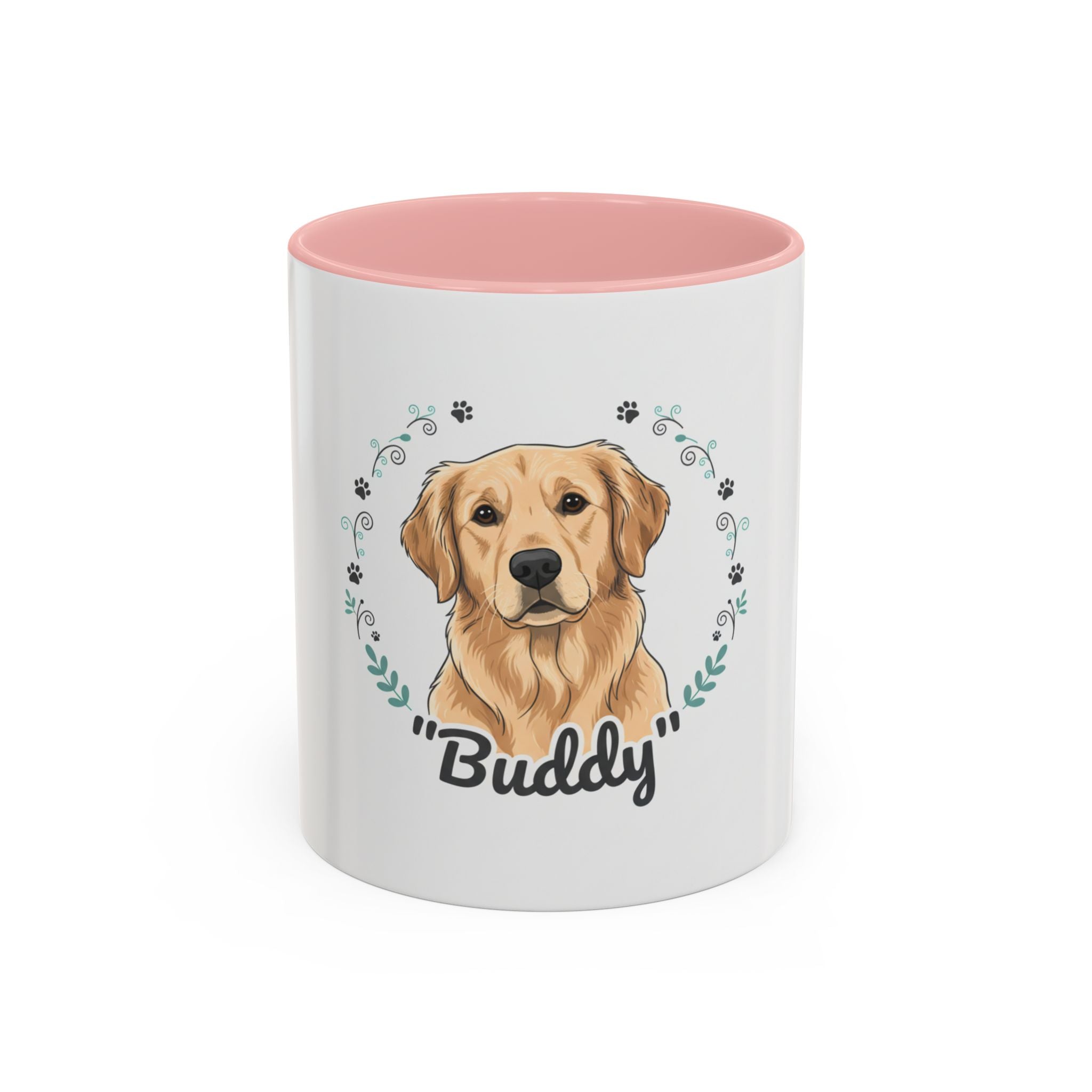 Golden Retriever Accent Coffee Mug – Personalized "Buddy" Dog Portrait Mug (11/15 oz)