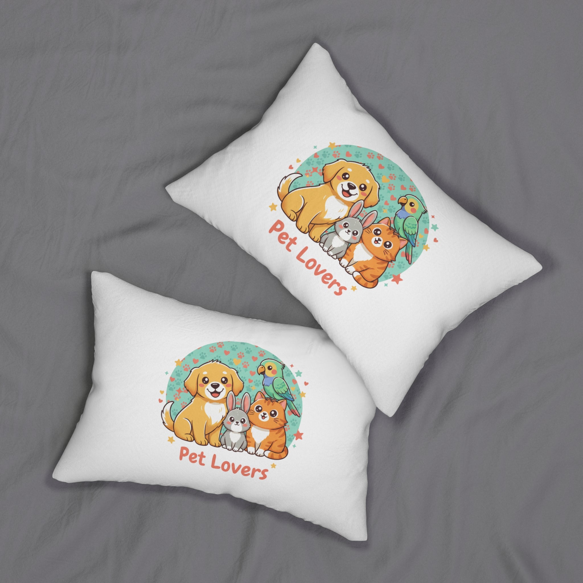 Pet Lovers Lumbar Pillow — Decorative Spun Polyester Support Pillow