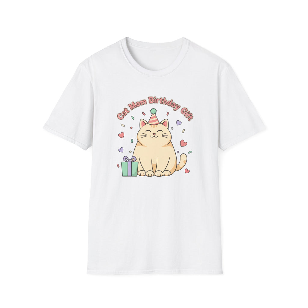 Birthday Cat T-Shirt — Cute Party Cat with 'Our Mom Birthday Gift' Design