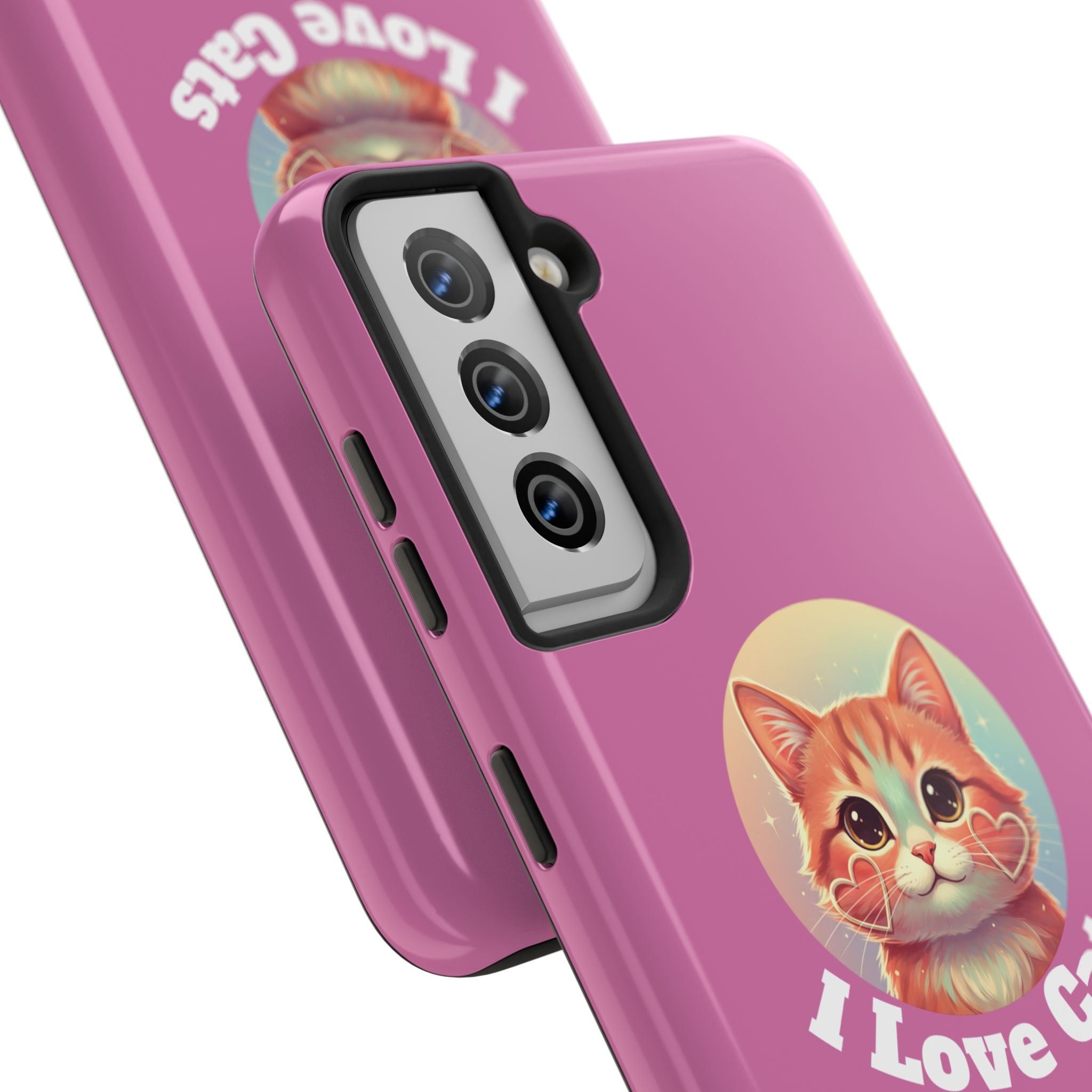 I Love Cat Tough Phone Case — Cute Retro Kitty Protective Phone Cover