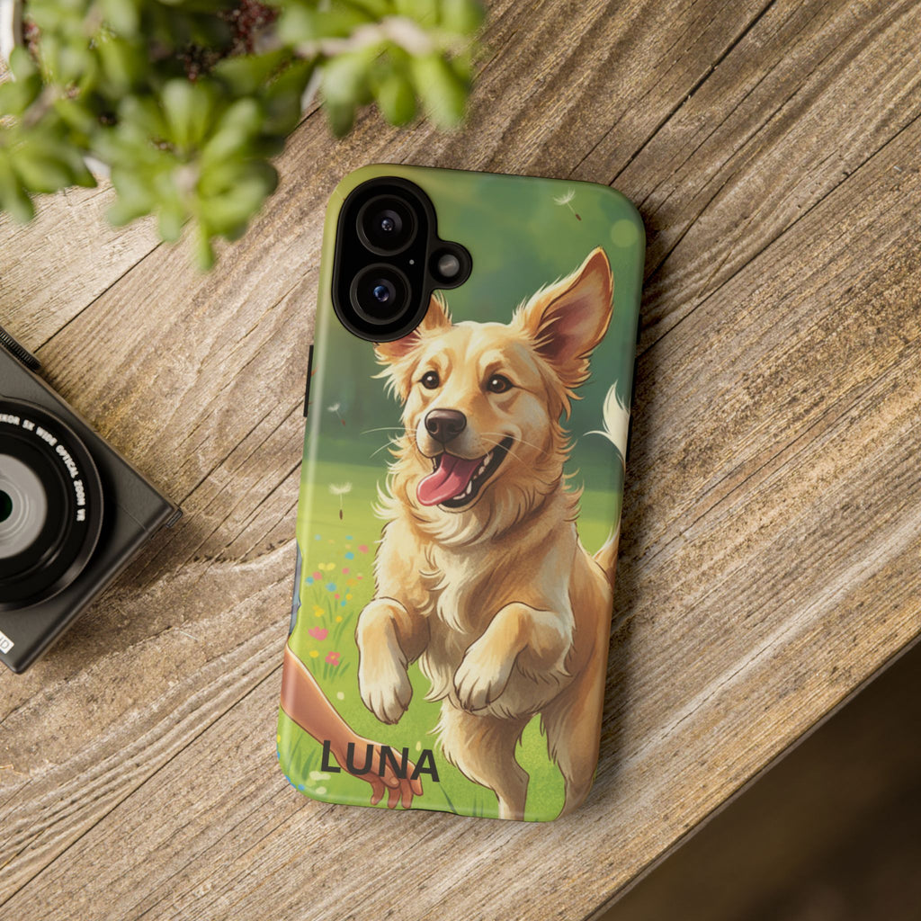 Phone Case - Personalized Cute Golden Retriever Phone Case (Name Customizable)