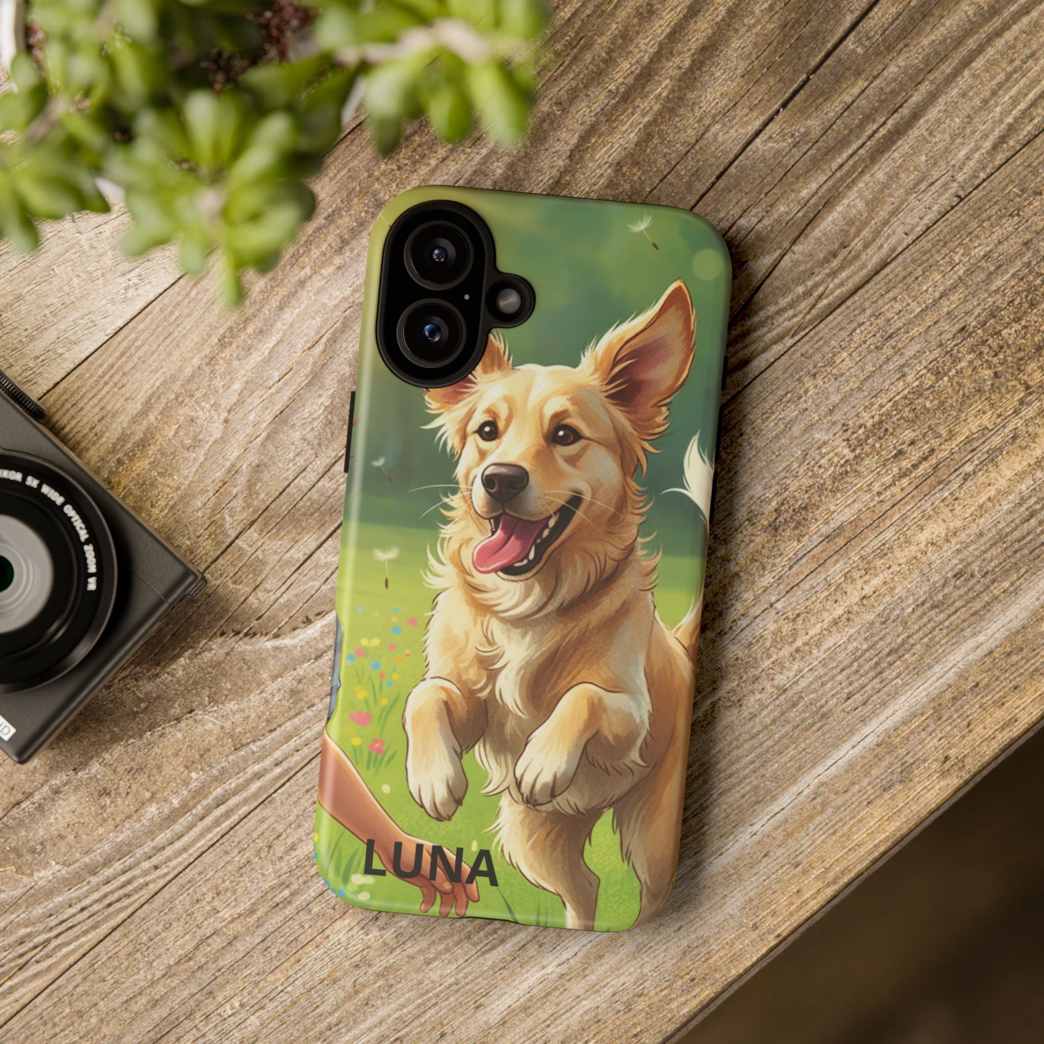 Phone Case - Personalized Cute Golden Retriever Phone Case (Name Customizable)