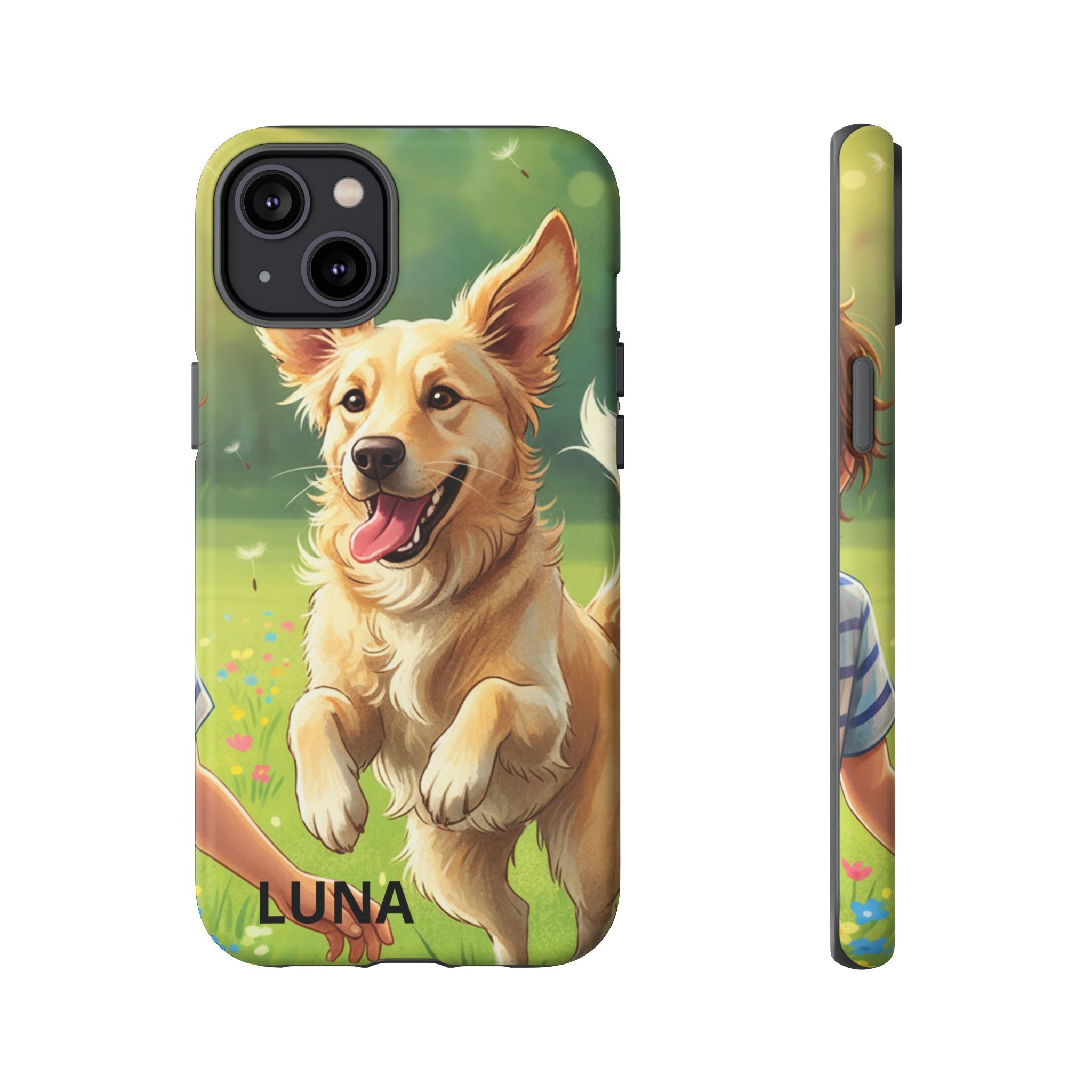 Phone Case - Personalized Cute Golden Retriever Phone Case (Name Customizable)
