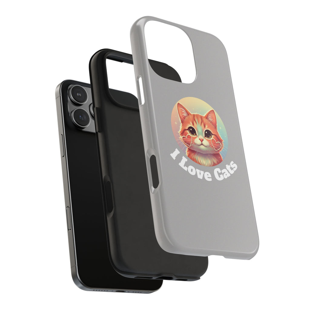 I Love Cat Tough Phone Case — Cute Retro Kitty Protective Phone Cover