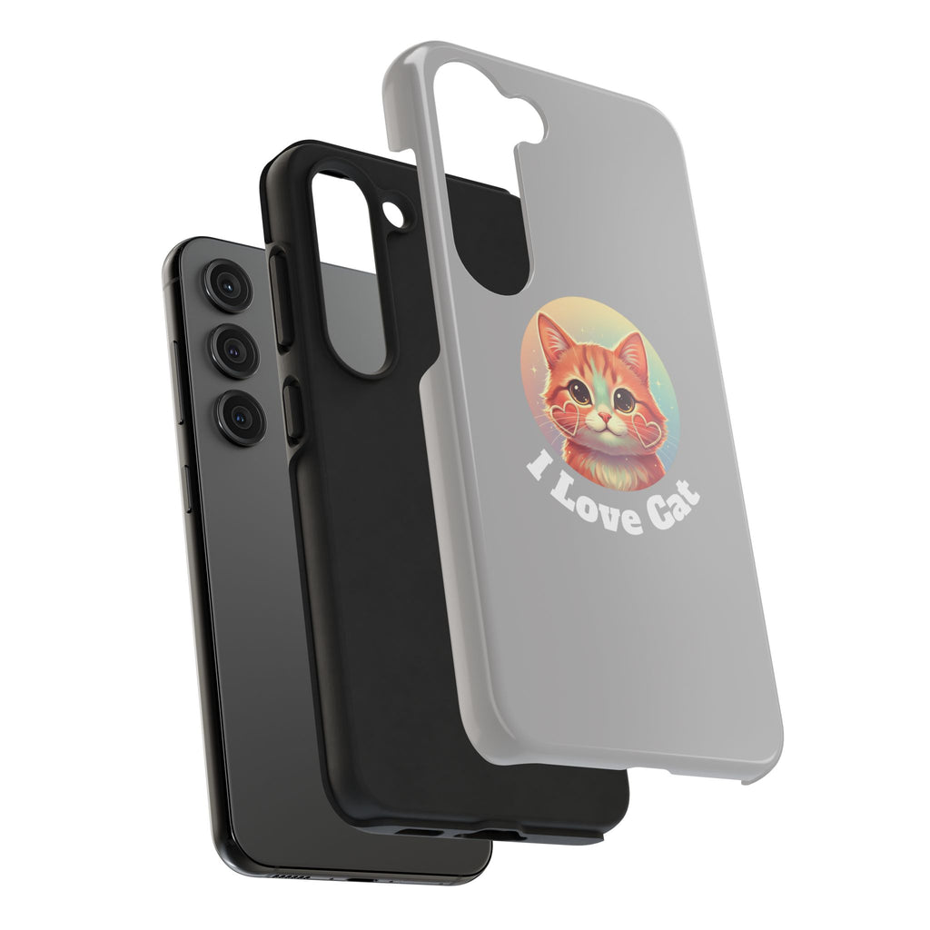 I Love Cat Tough Phone Case — Cute Retro Kitty Protective Phone Cover