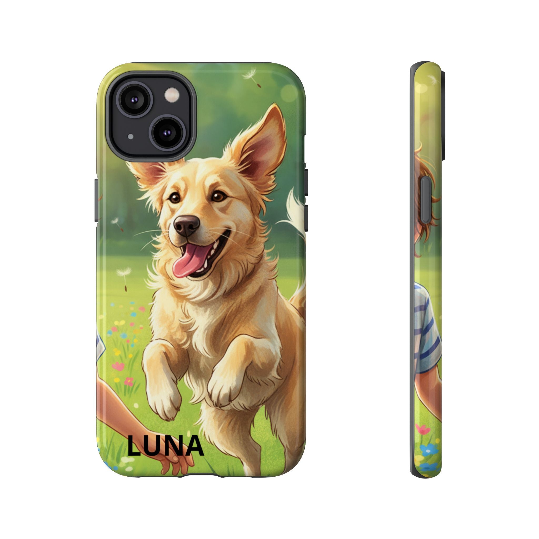 Phone Case - Personalized Cute Golden Retriever Phone Case (Name Customizable)