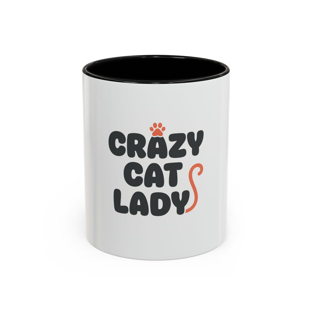 Crazy Cat Lady Accent Coffee Mug – Cute Cat Paw Typography 11/15oz