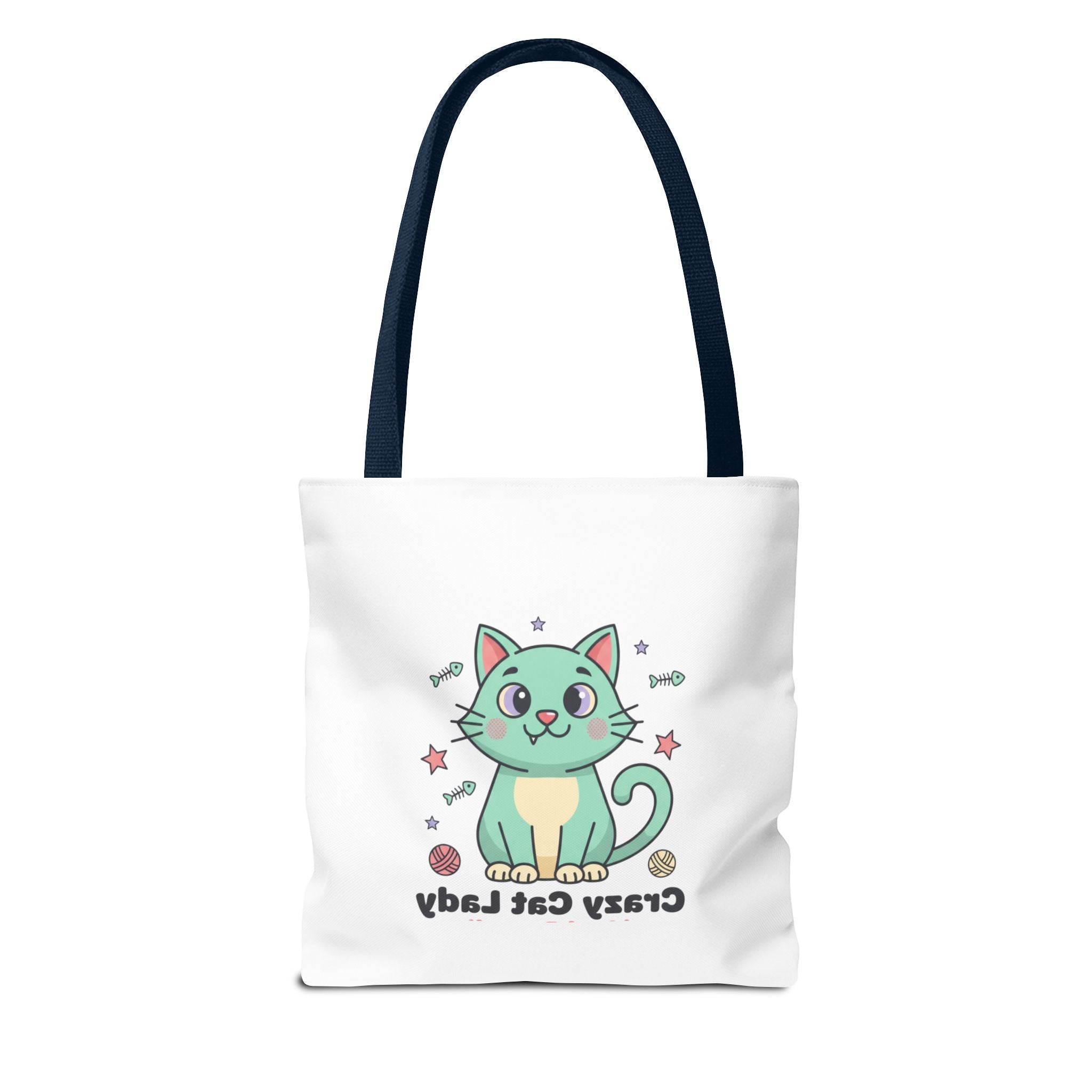 Crazy Cat Lady Tote Bag — Cute Cartoon Cat All-Over Print